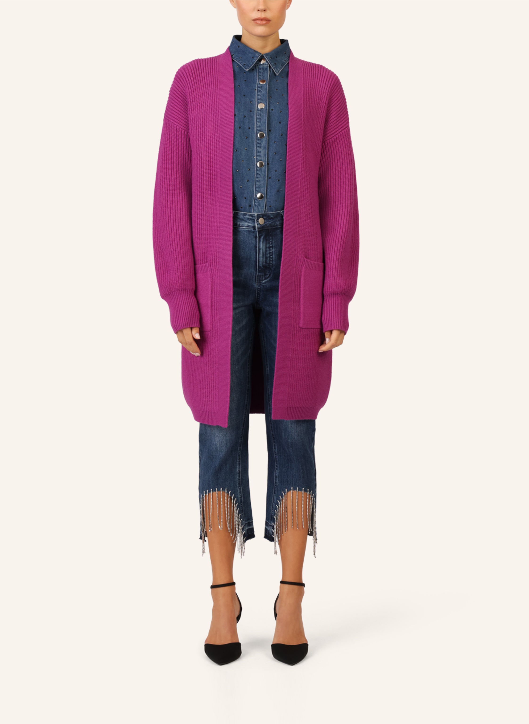 Thumbnail - Apart Lange Strickjacke lila