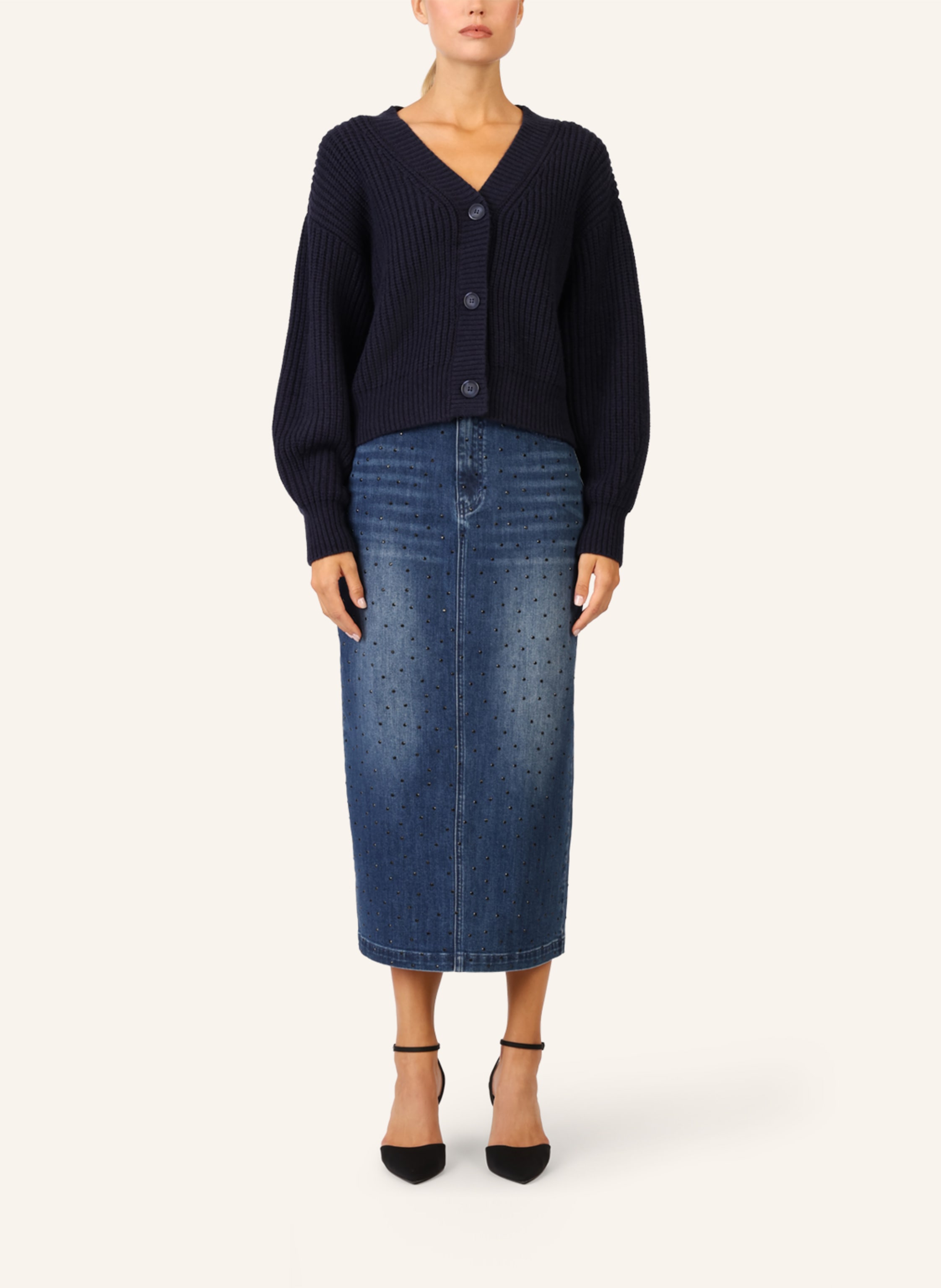 Thumbnail - Apart Oversized Strickjacke blau
