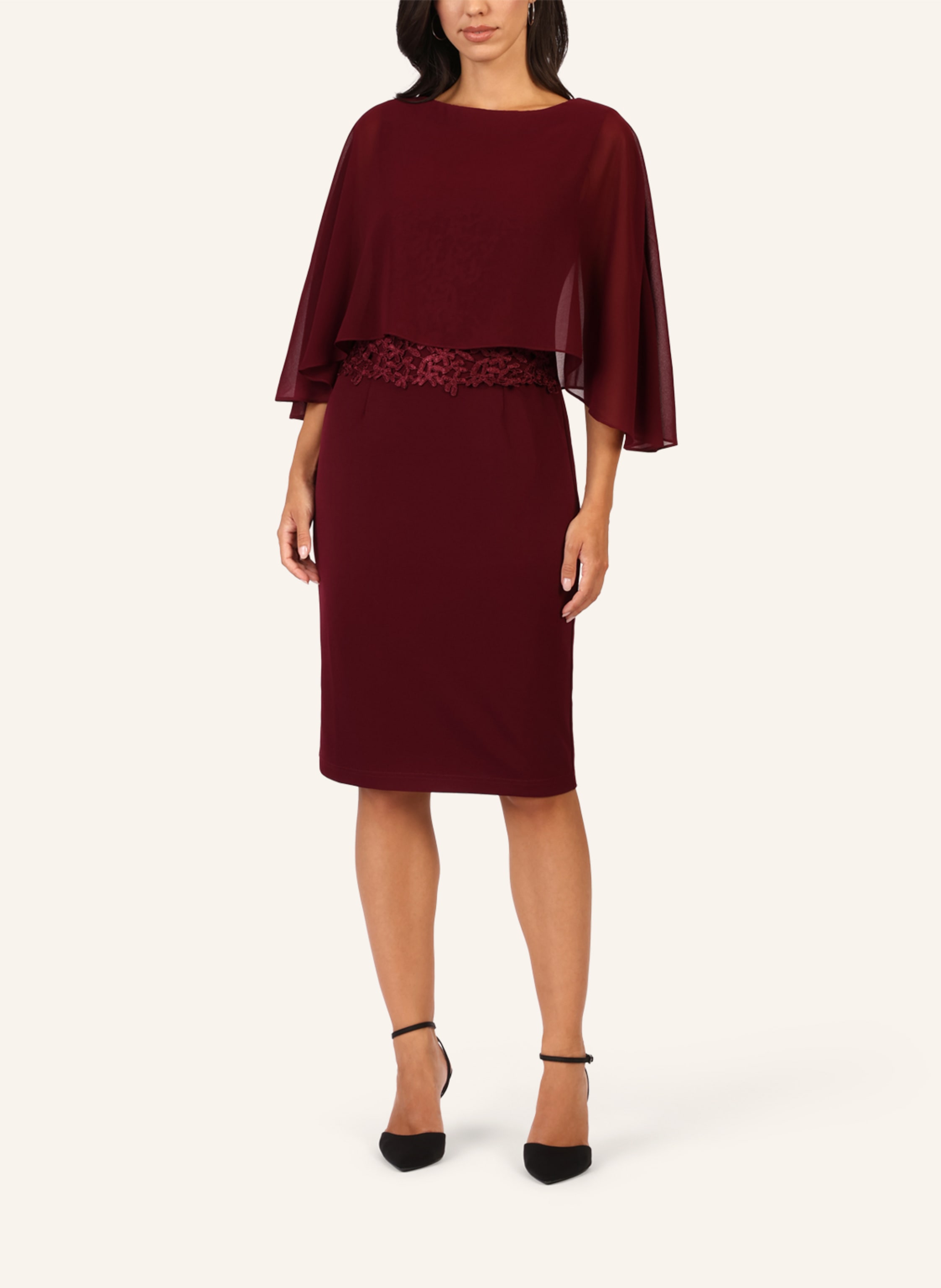 Thumbnail - Apart Kleid Mit Chiffoncape rot