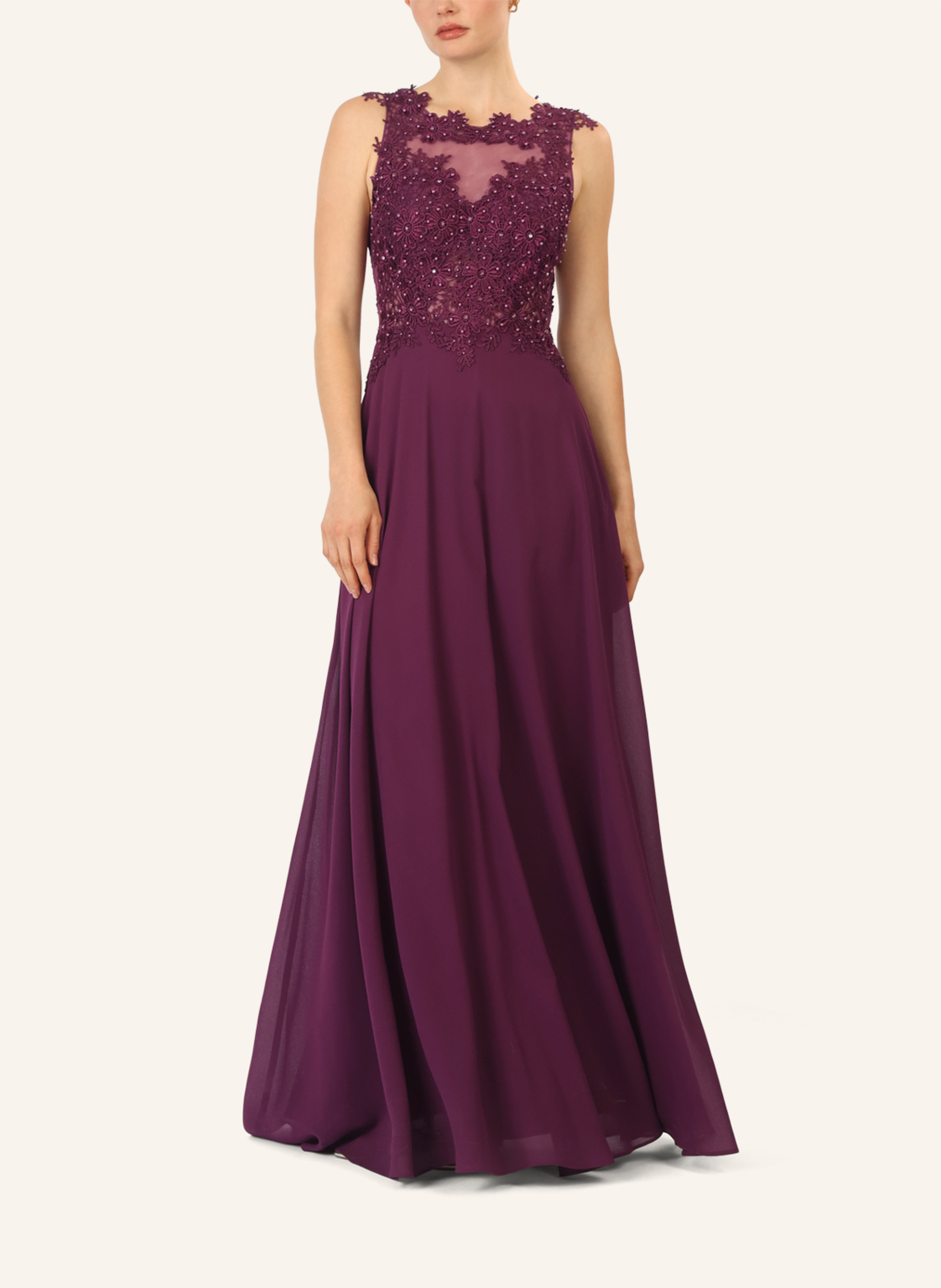 Thumbnail - Apart Abendkleid Mit Lochspitze Und Schmucksteinen lila