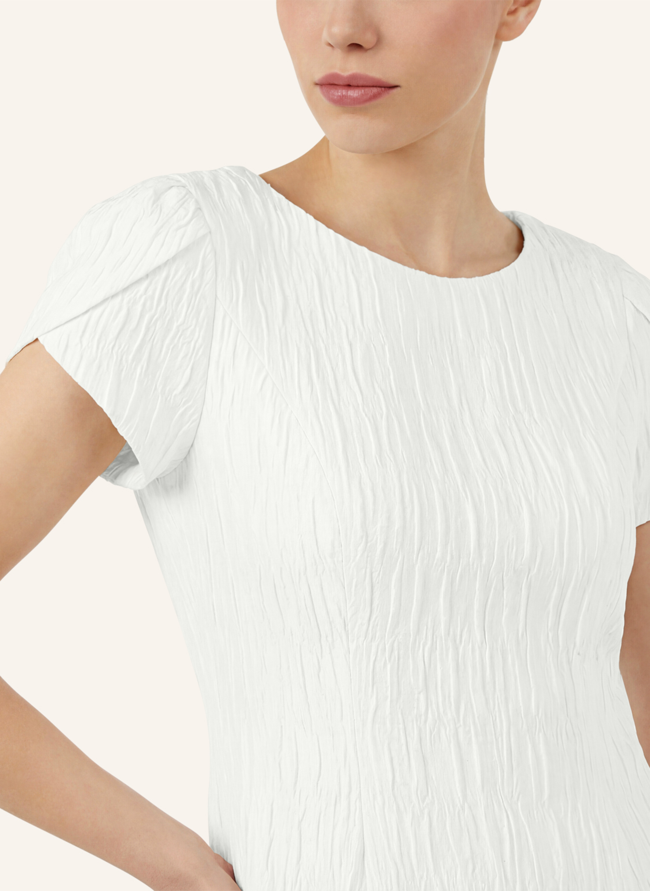 Thumbnail - Apart Kurzes Jacquardkleid weiss