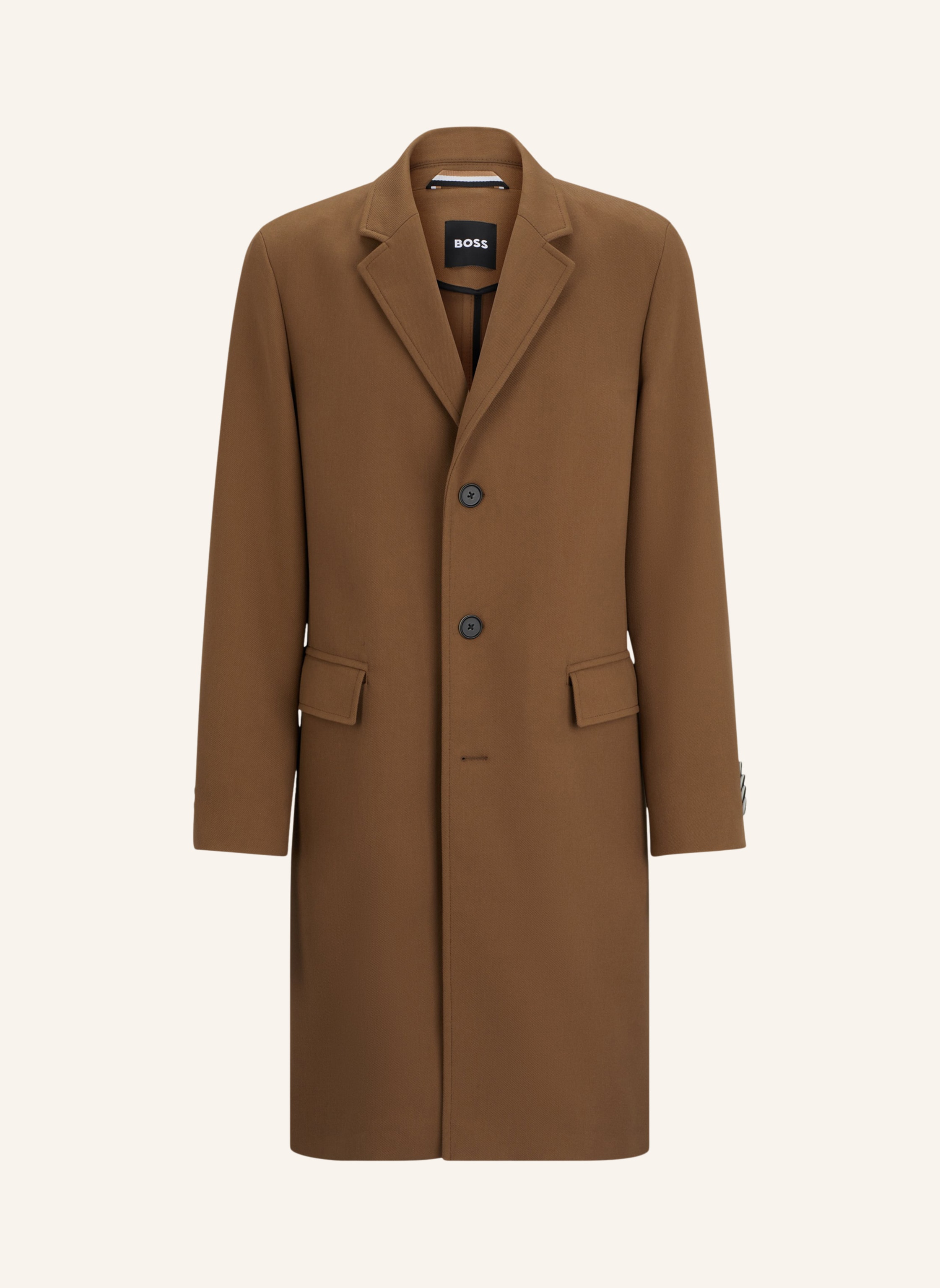 BOSS Klassischer Mantel C-HYDE-FLAPS-HL-241 Slim Fit in braun