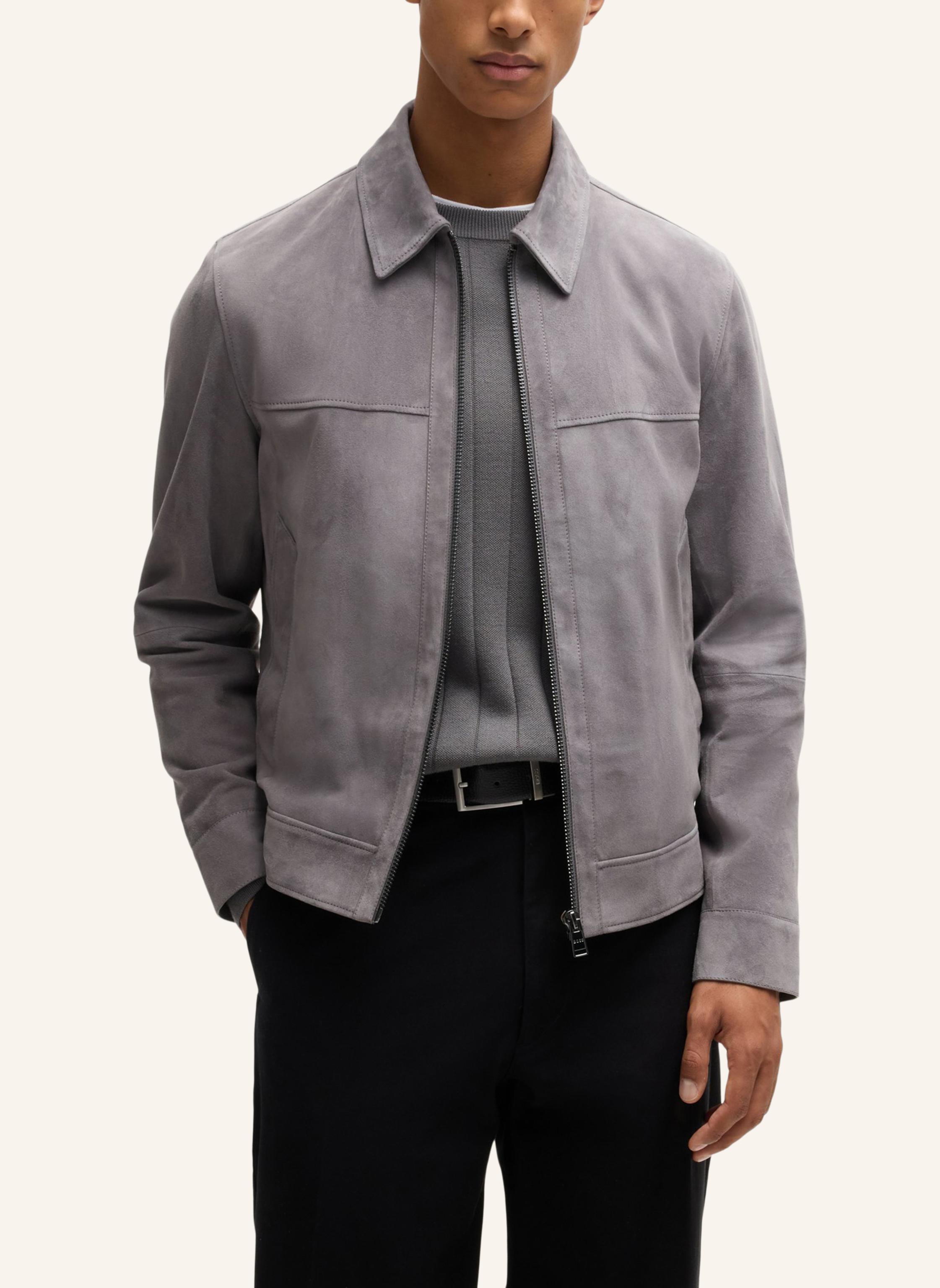 Thumbnail - Boss Lederjacke H-malbano5 Regular Fit grau