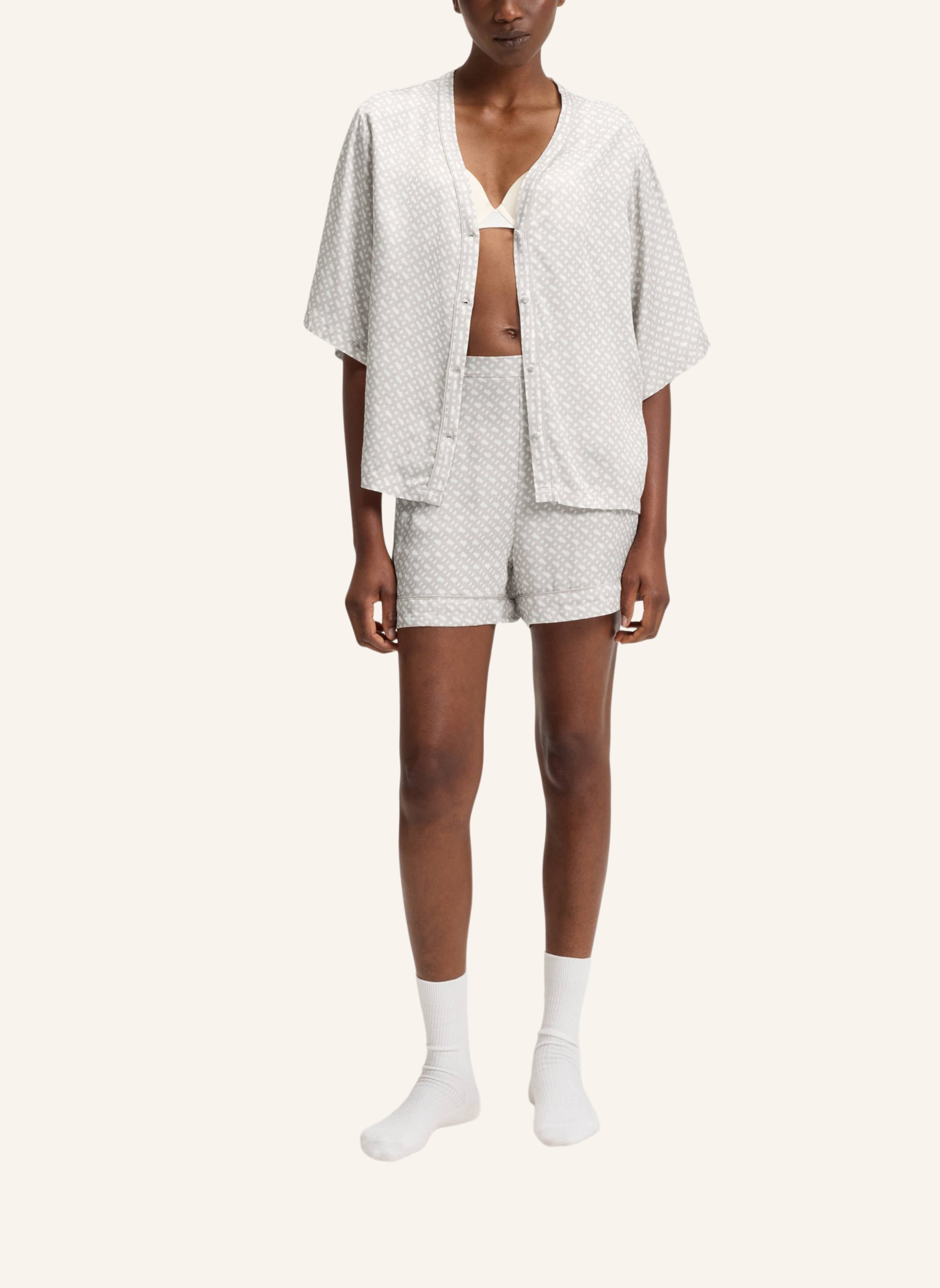 Thumbnail - Boss Pyjamas Unterteil Sateen Aop_Shorts beige