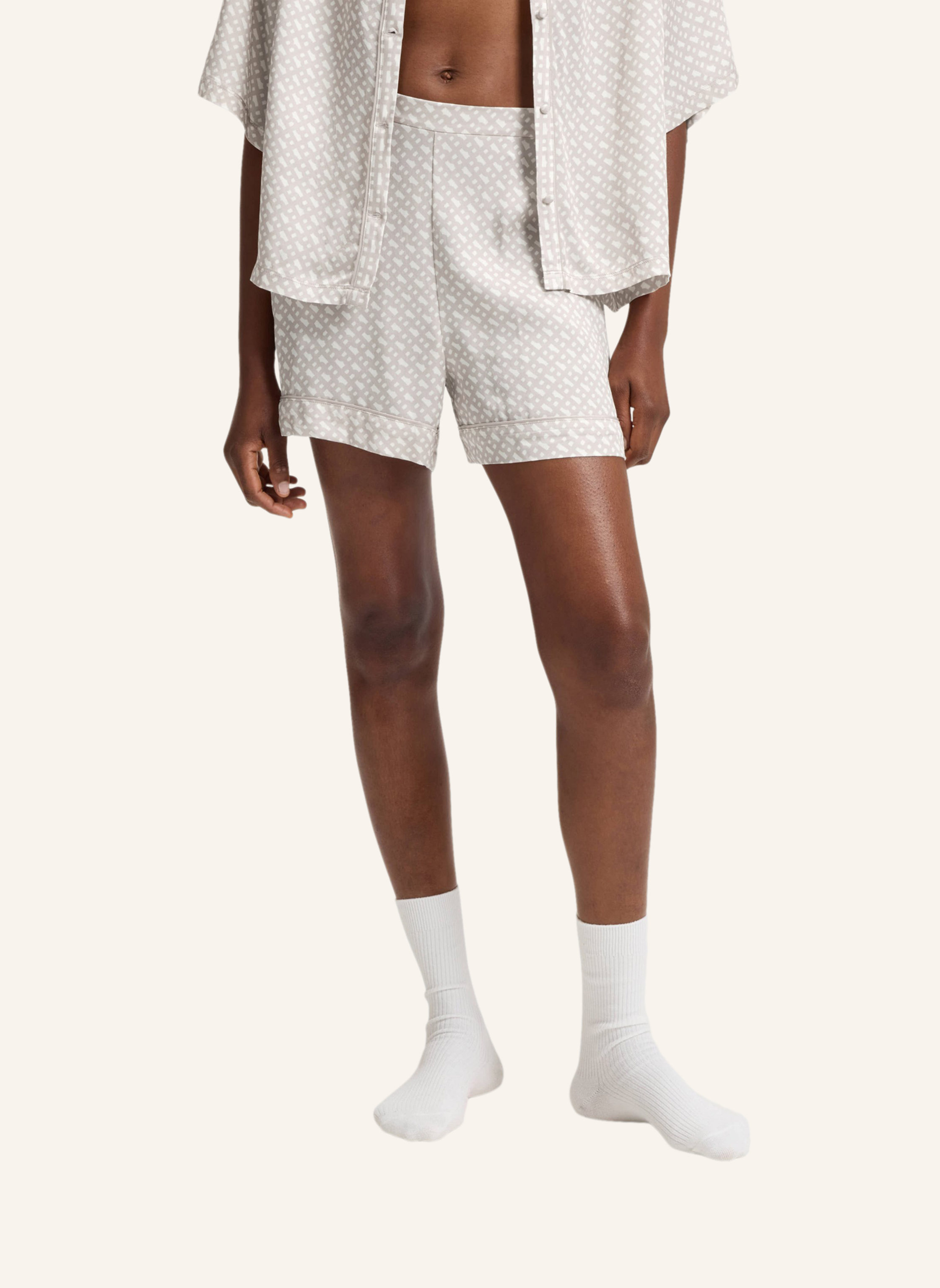 Thumbnail - Boss Pyjamas Unterteil Sateen Aop_Shorts beige