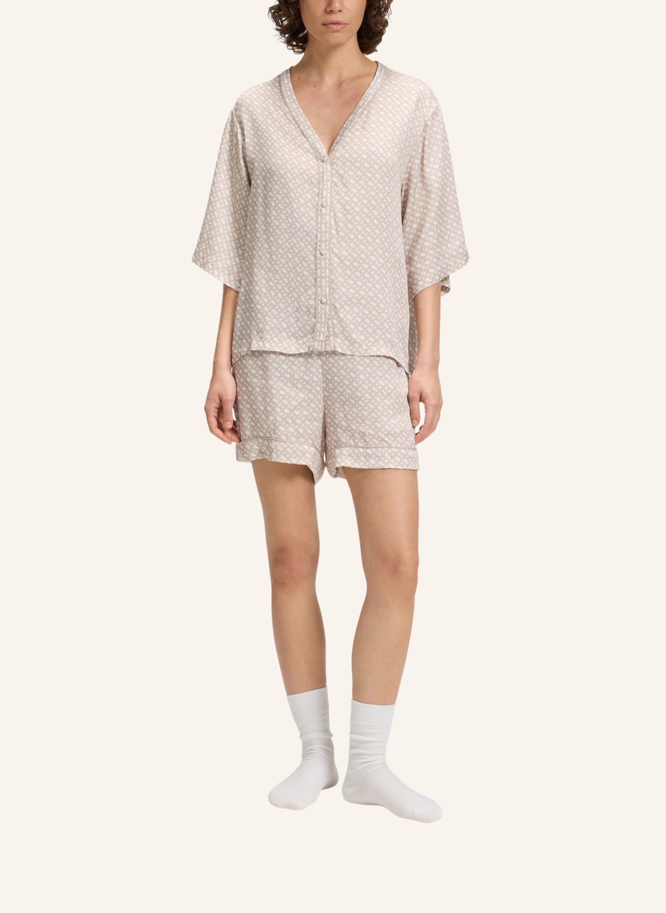 Thumbnail - Boss Pyjama-Oberteil Sateen Aop_Top beige