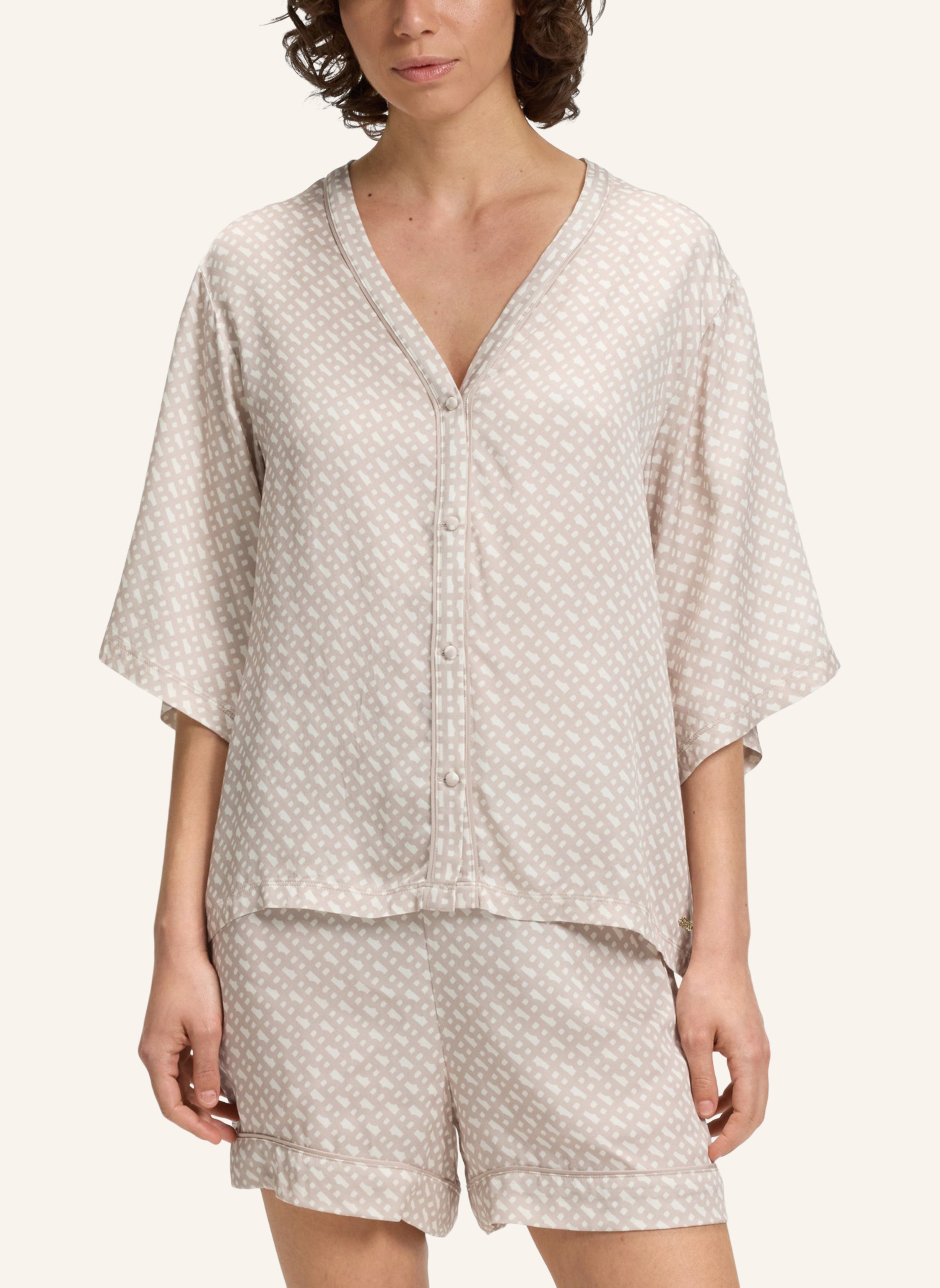 Thumbnail - Boss Pyjama-Oberteil Sateen Aop_Top beige