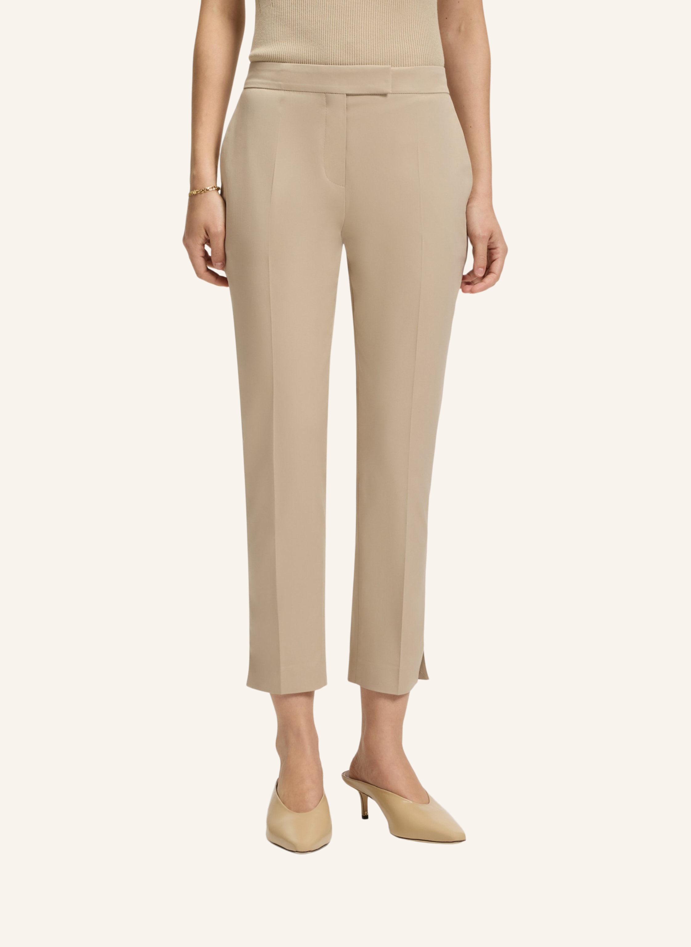 Thumbnail - Boss Business Hose Tapria-crop1 Slim Fit beige