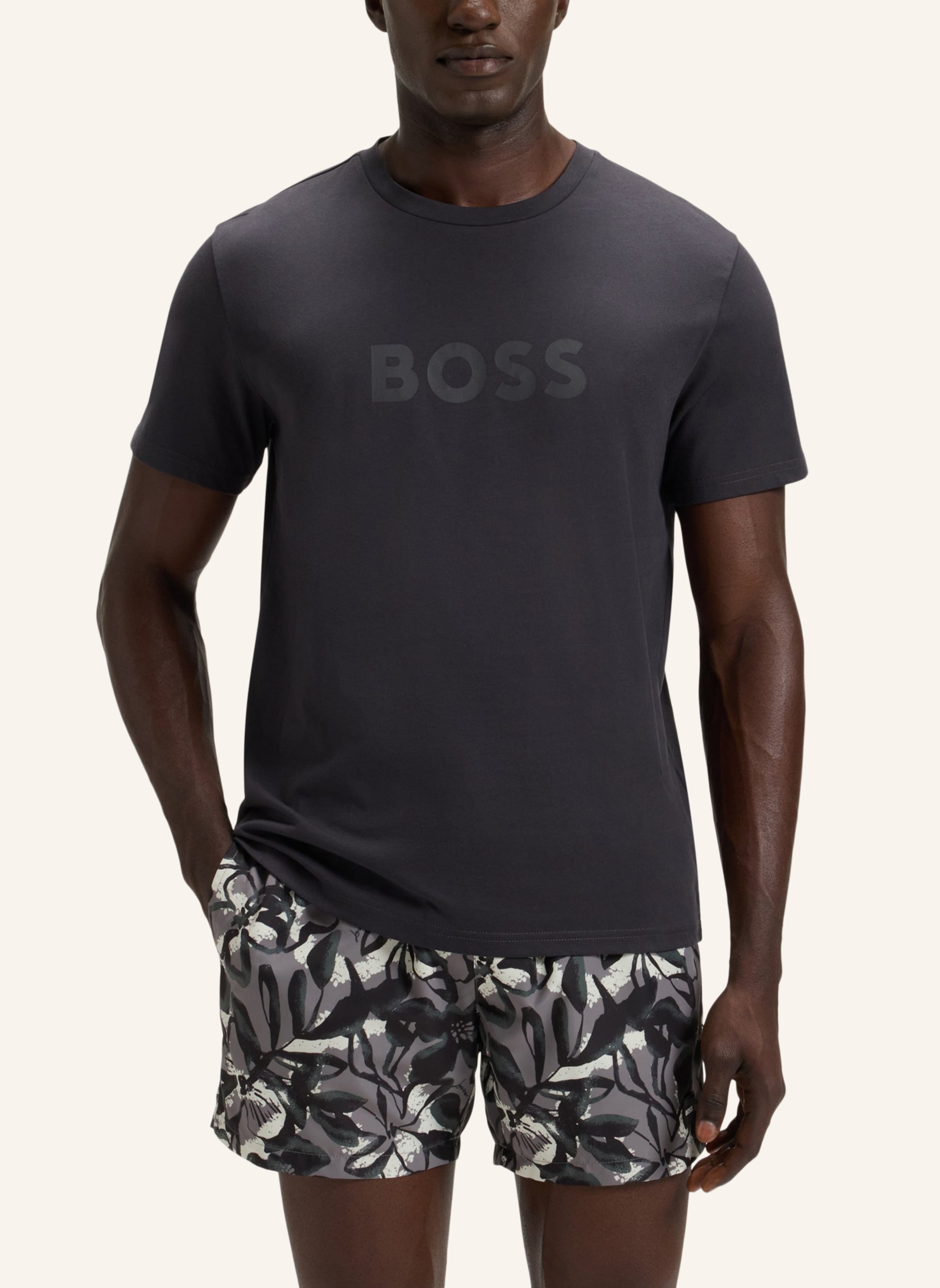 Thumbnail - Boss Strand-Oberteil T-Shirt Rn Regular Fit grau