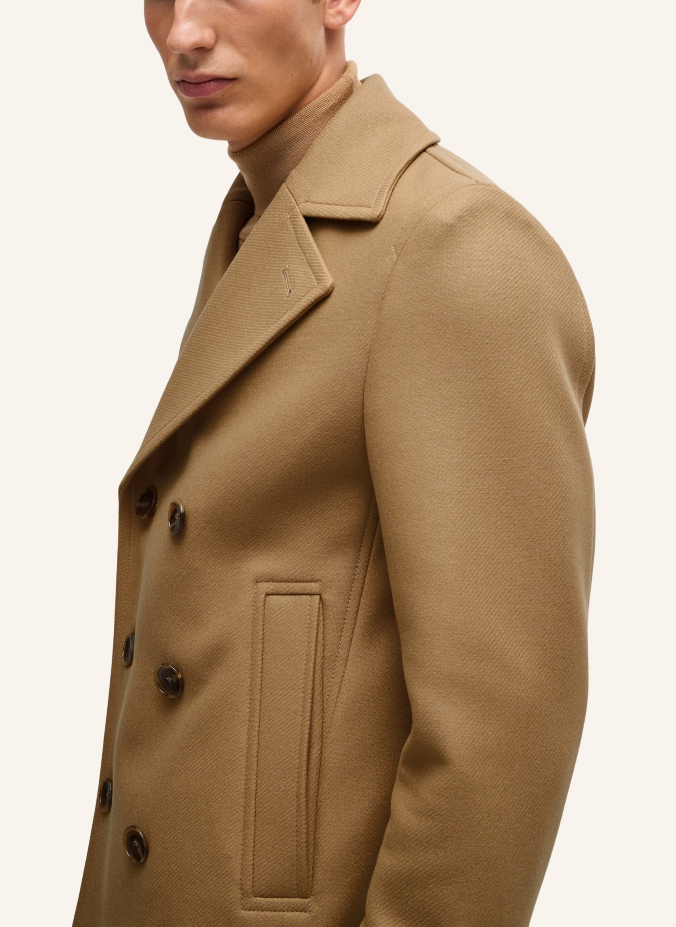 Thumbnail - Boss Klassischer Mantel H-Hyde-Pcoat-234 Slim Fit beige