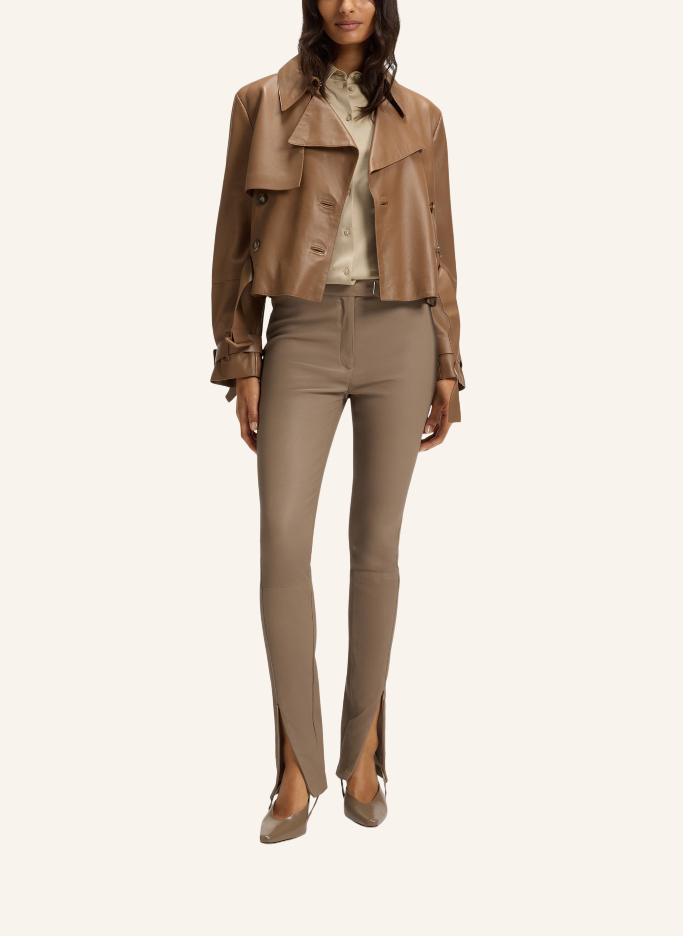 Thumbnail - Boss Casual Bluse Bronta_Tuesday Extra-Slim Fit beige