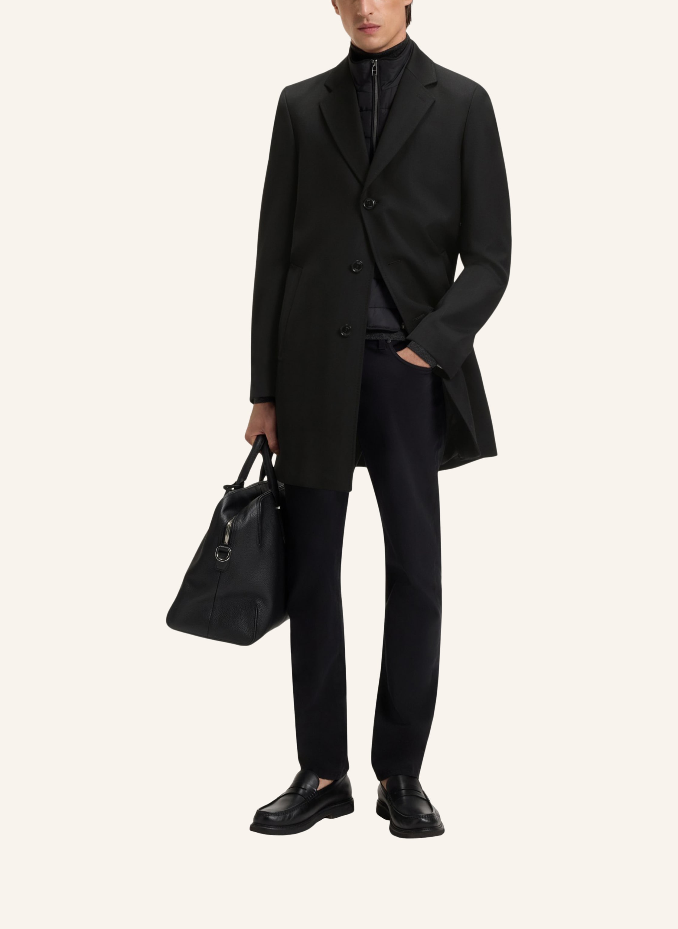 Thumbnail - Boss Klassischer Mantel H-Hyde-Bib-254 Slim Fit schwarz