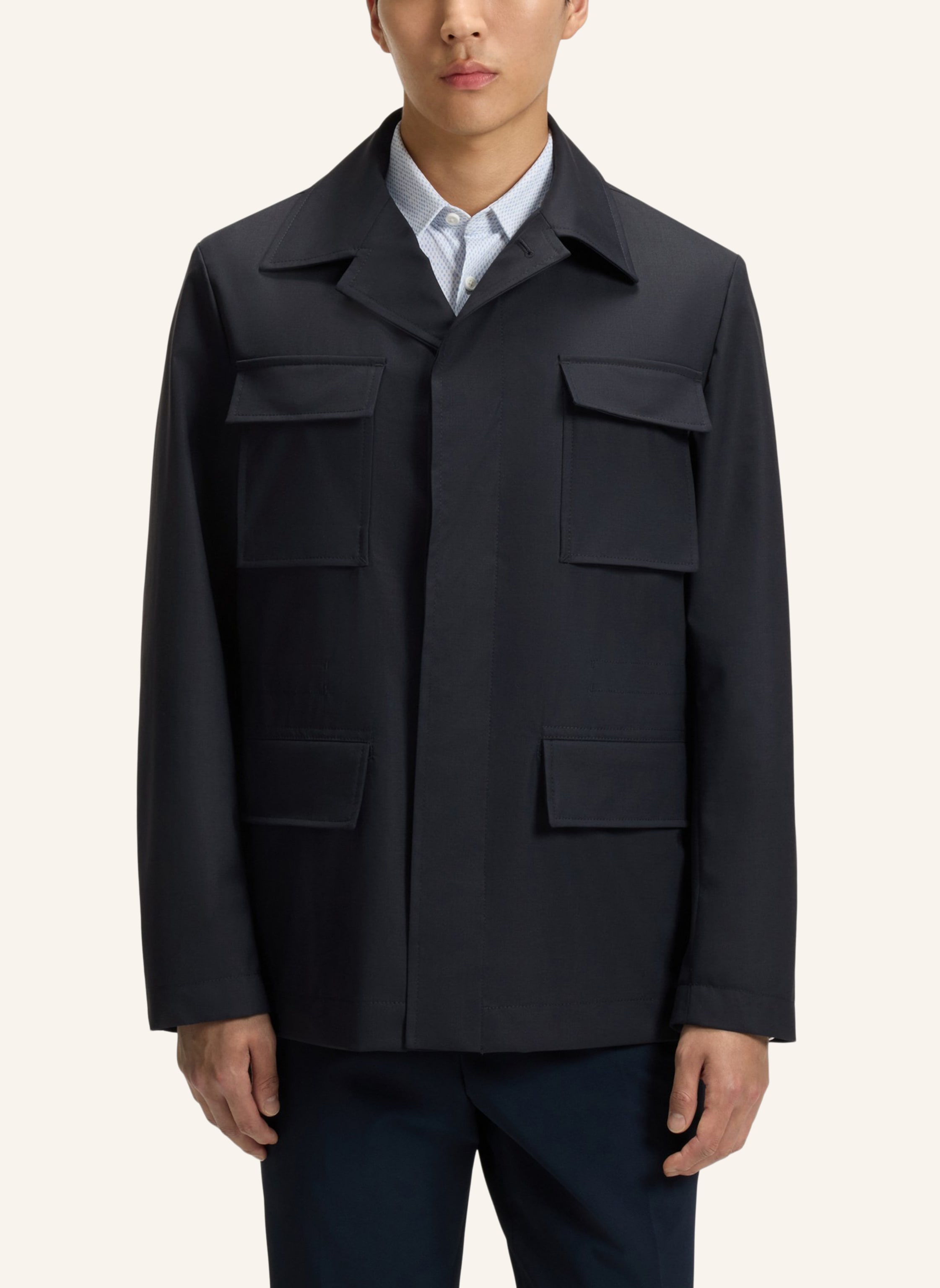 Thumbnail - Boss Klassischer Mantel P-Carper-Fieldtw-253 Relaxed Fit blau