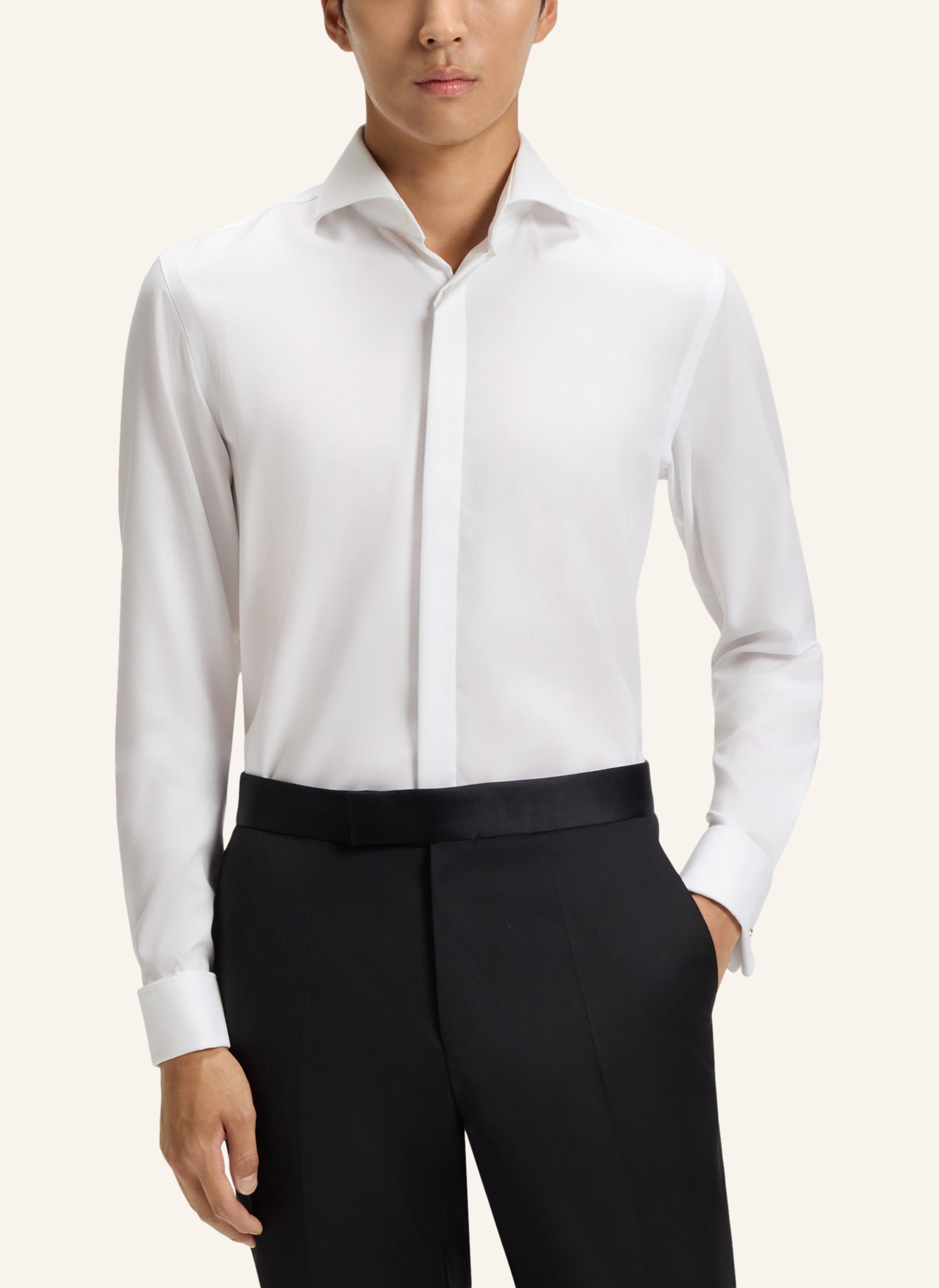 Thumbnail - Boss Business Hemd H-Hank-Tux-b1-Dc-254 Slim Fit weiss