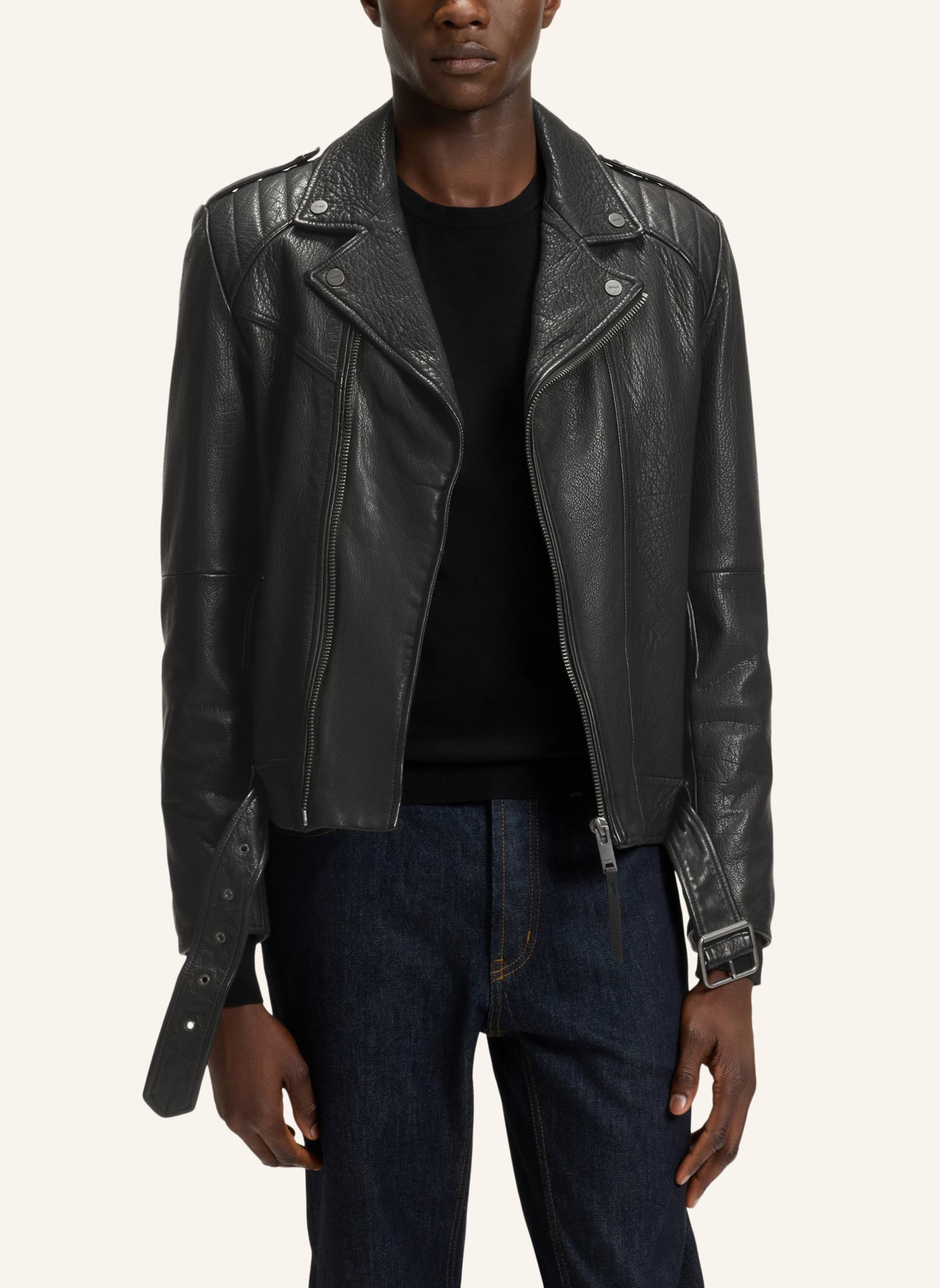 Thumbnail - Hugo Lederjacke Lowis-6 Regular Fit schwarz
