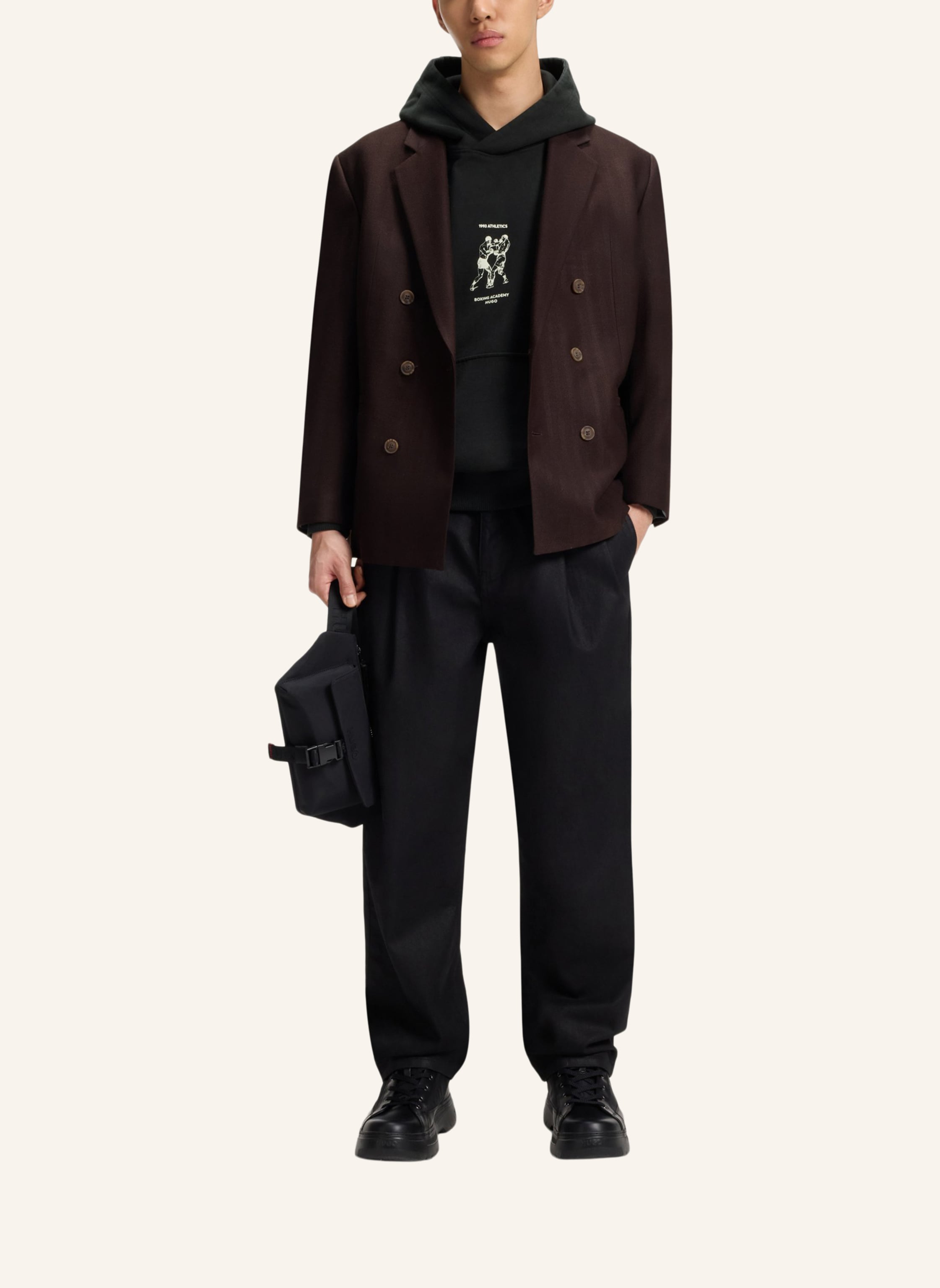 Thumbnail - Hugo Sweatshirt Duwrestie Oversize Fit schwarz