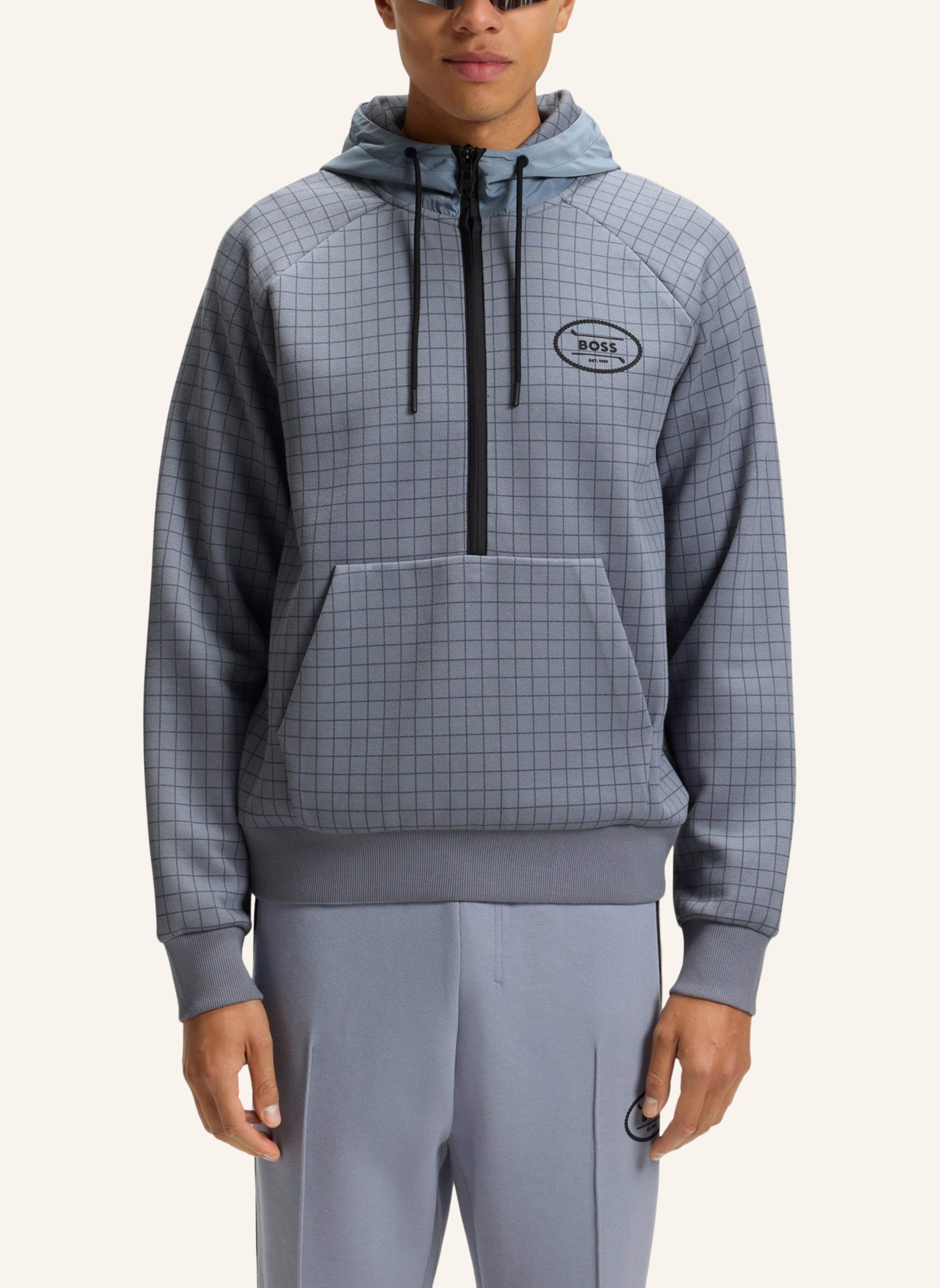 Thumbnail - Boss Sweatshirt Qz Hoodie Gl Regular Fit grau