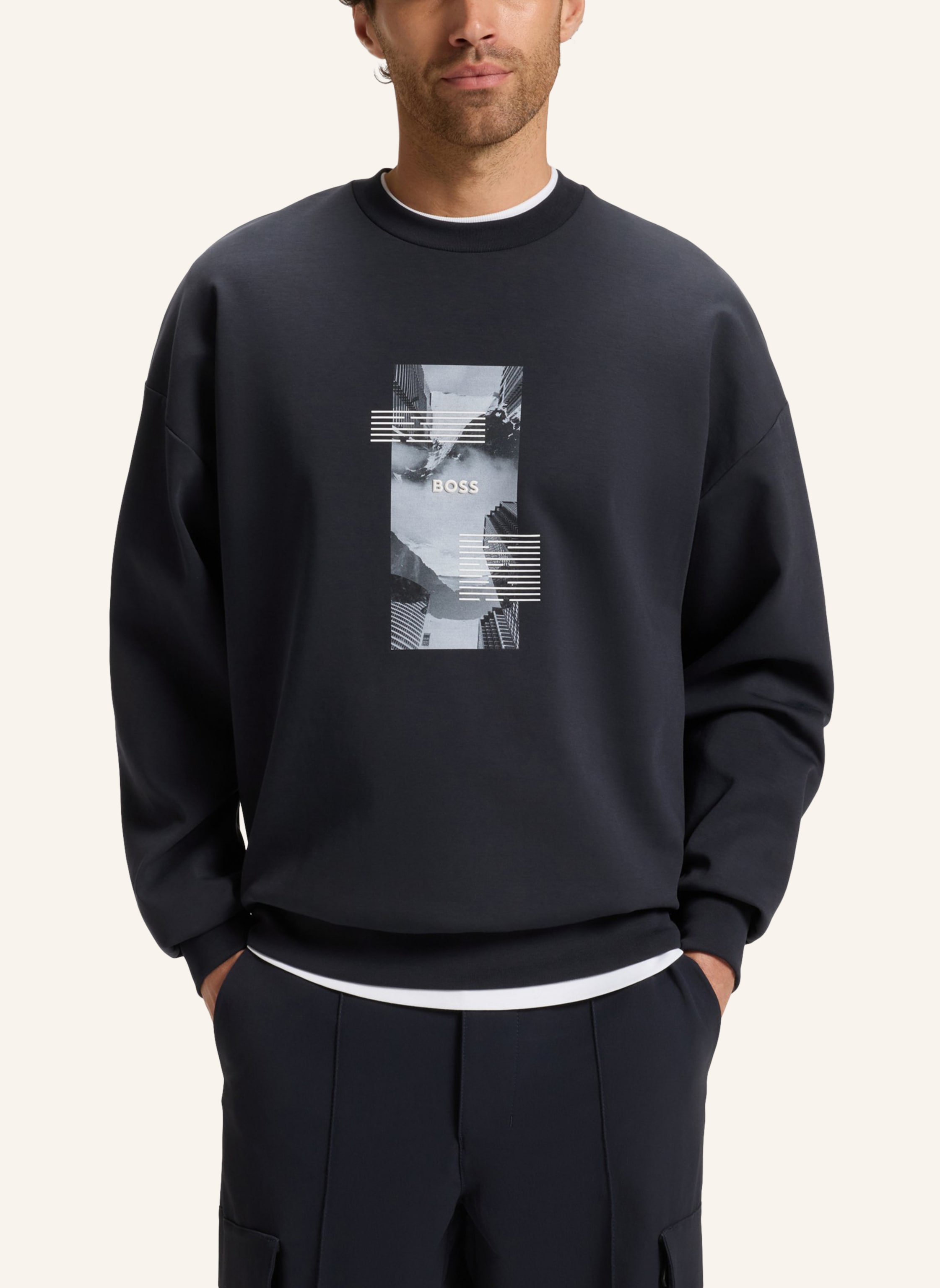 Thumbnail - Boss Sweatshirt Stenson Zone Oversize Fit blau