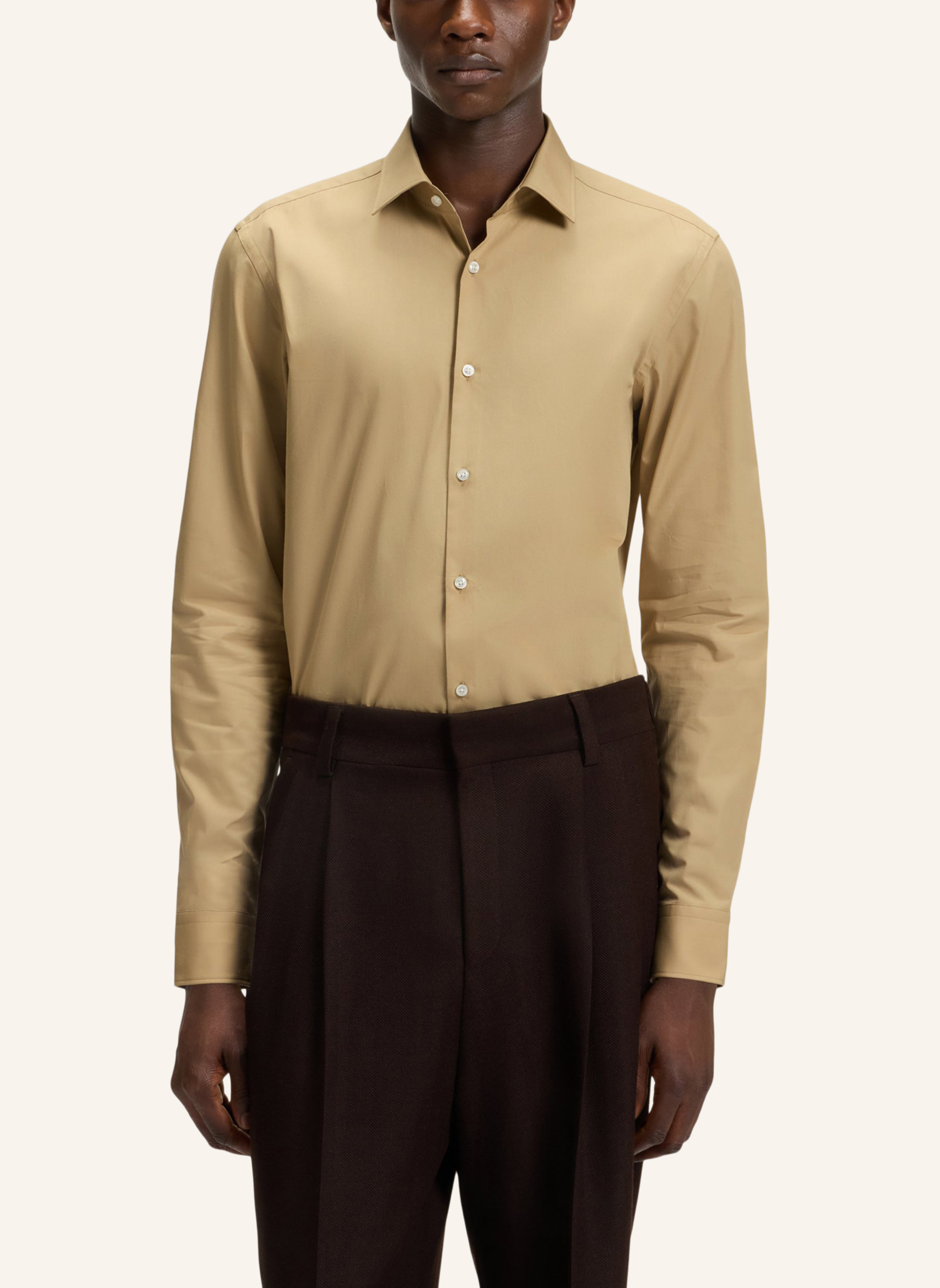 Thumbnail - Hugo Business Hemd Kenno Slim Fit beige