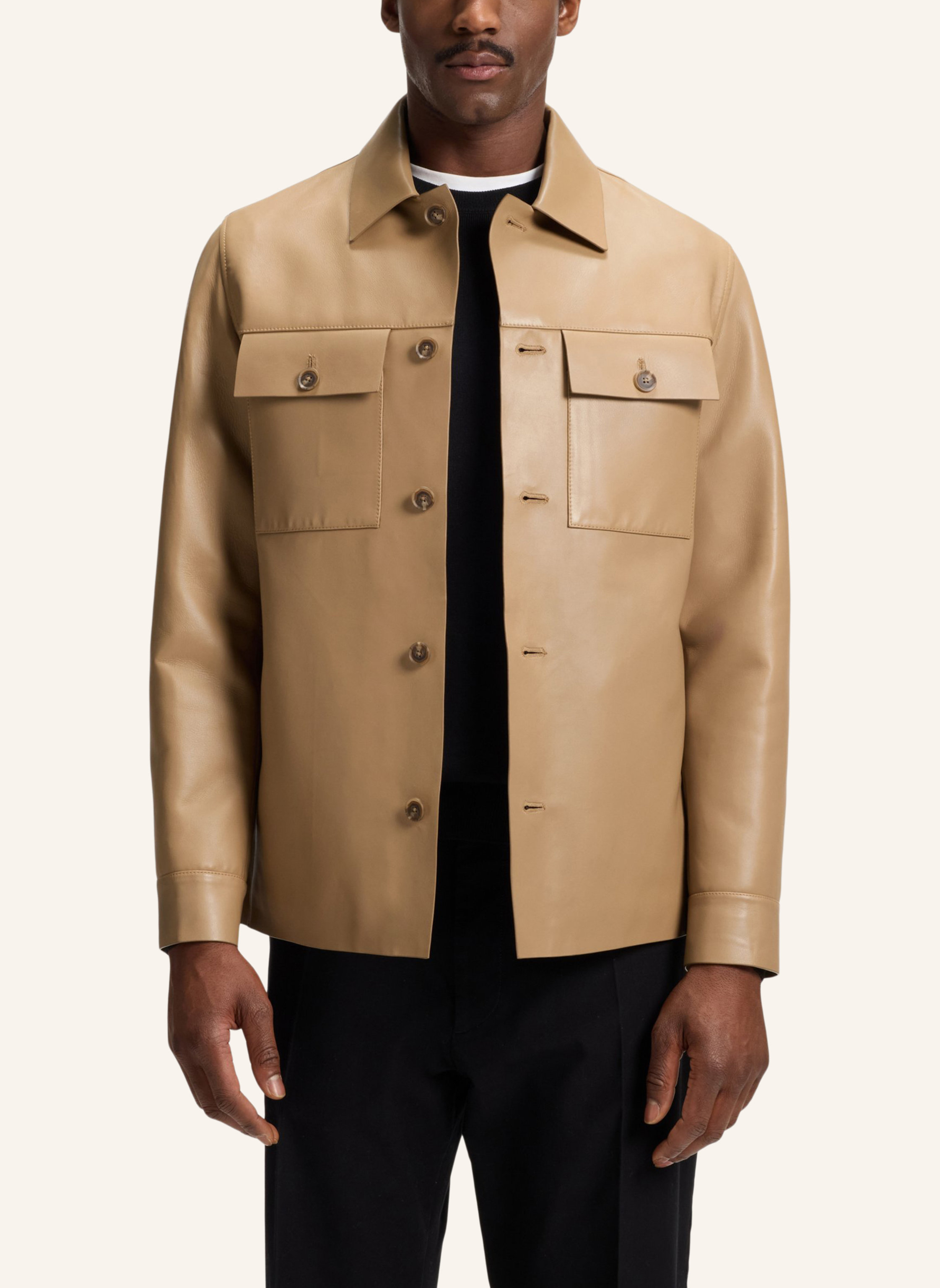 Thumbnail - Boss Lederjacke C-Malid Regular Fit beige