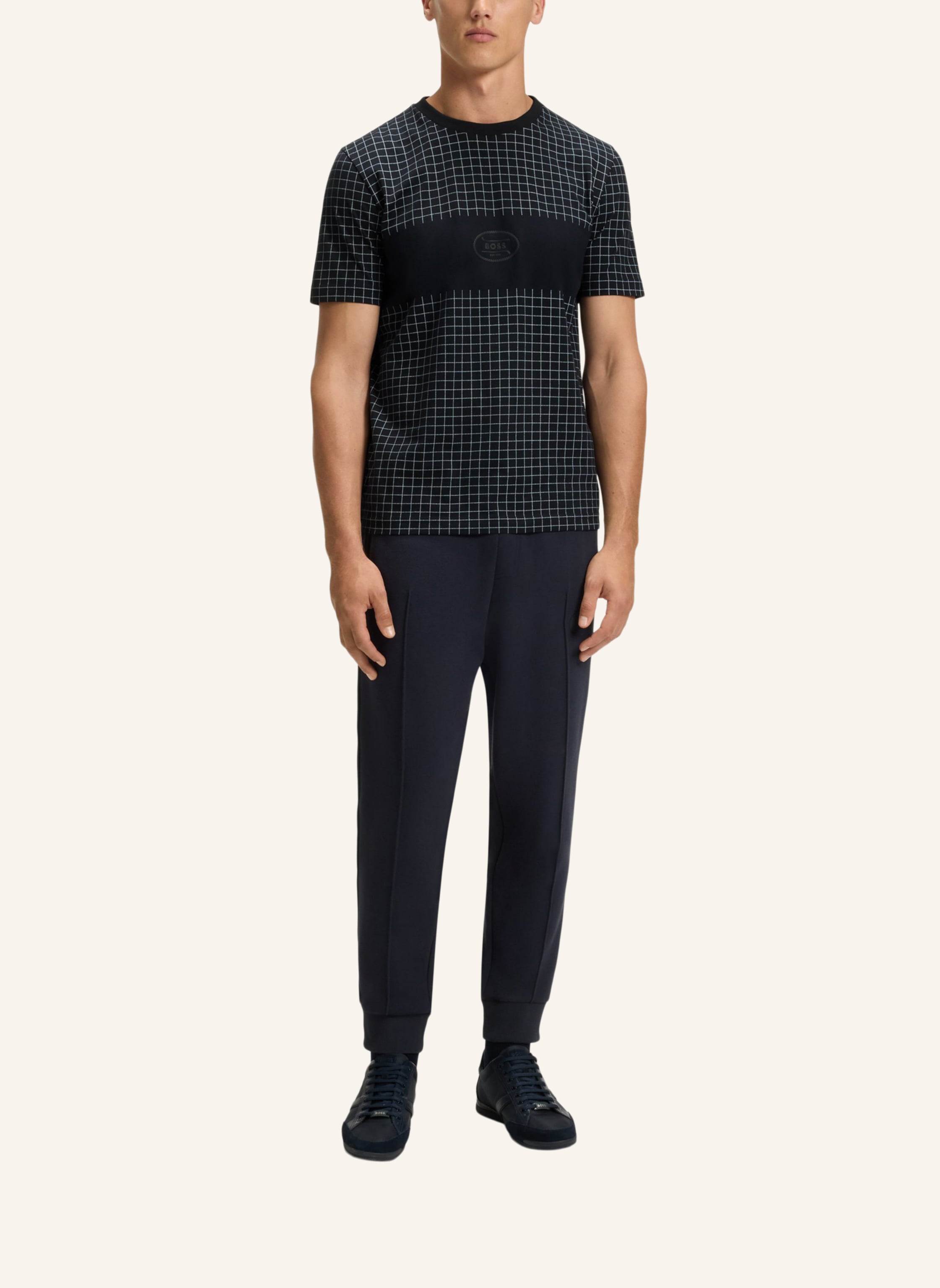 Thumbnail - Boss T-Shirt Tee Check Gl Relaxed Fit blau