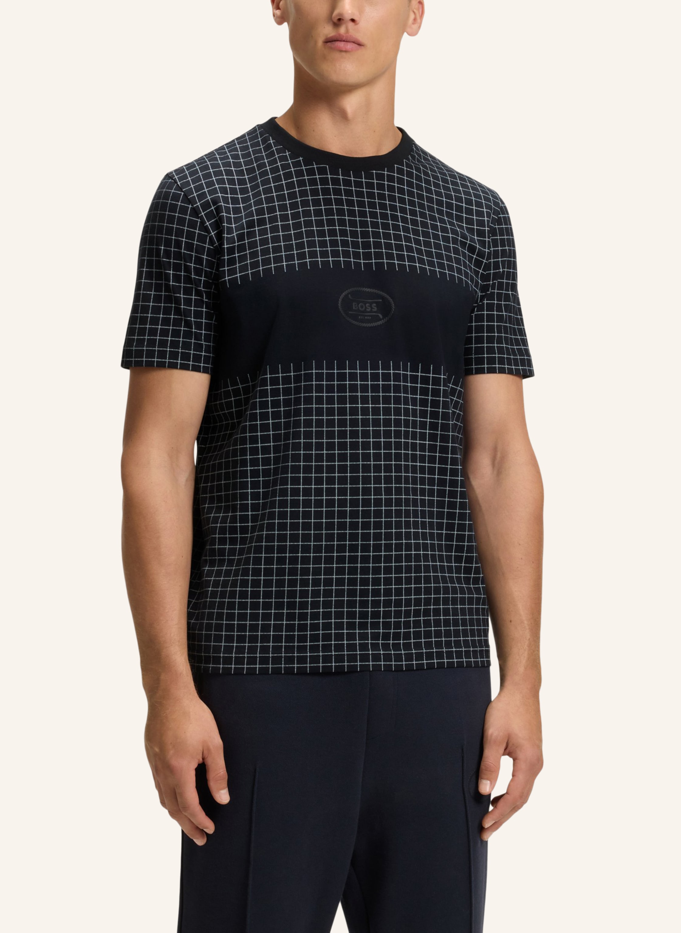 Thumbnail - Boss T-Shirt Tee Check Gl Relaxed Fit blau