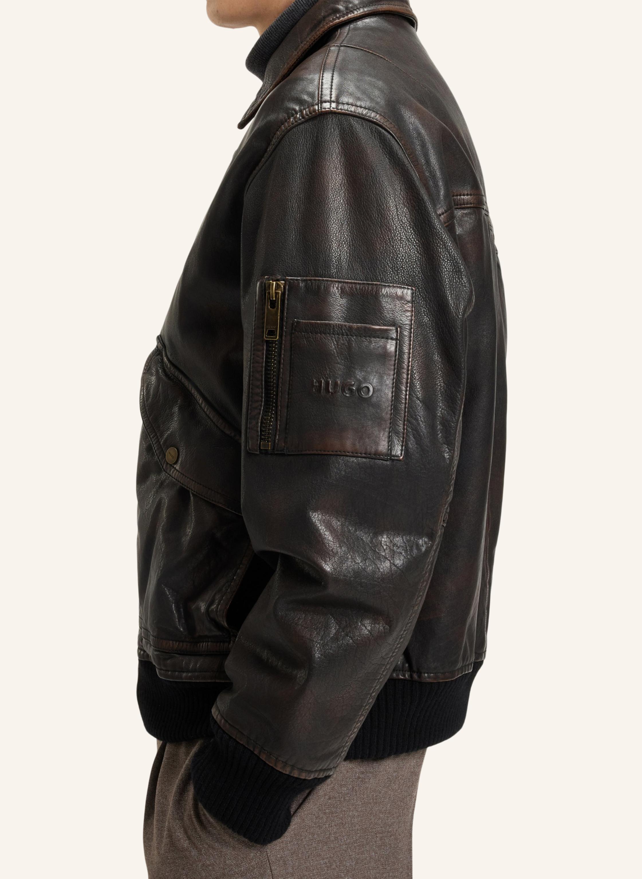 Thumbnail - Hugo Lederjacke Laviat Regular Fit blau
