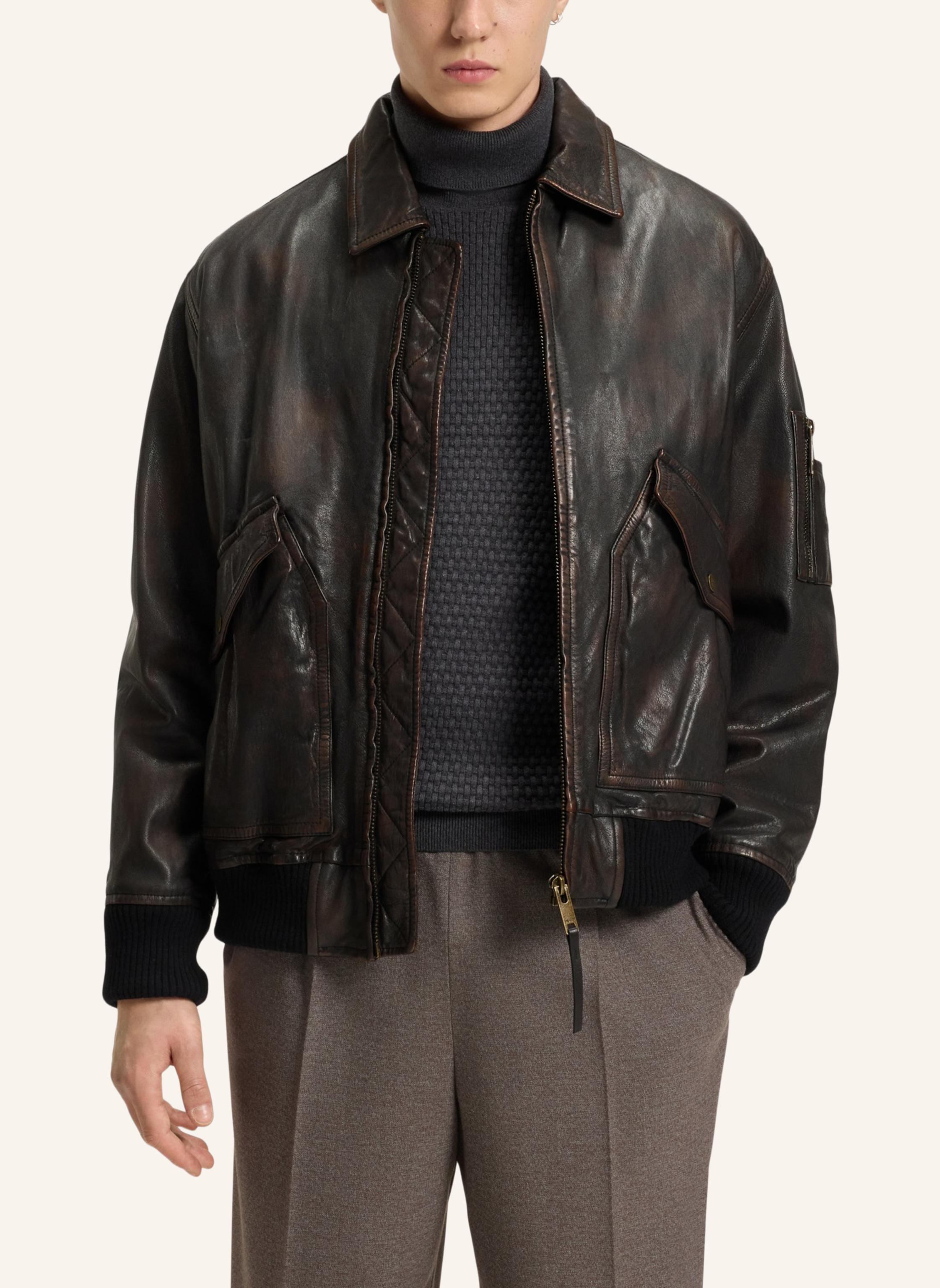 Thumbnail - Hugo Lederjacke Laviat Regular Fit blau
