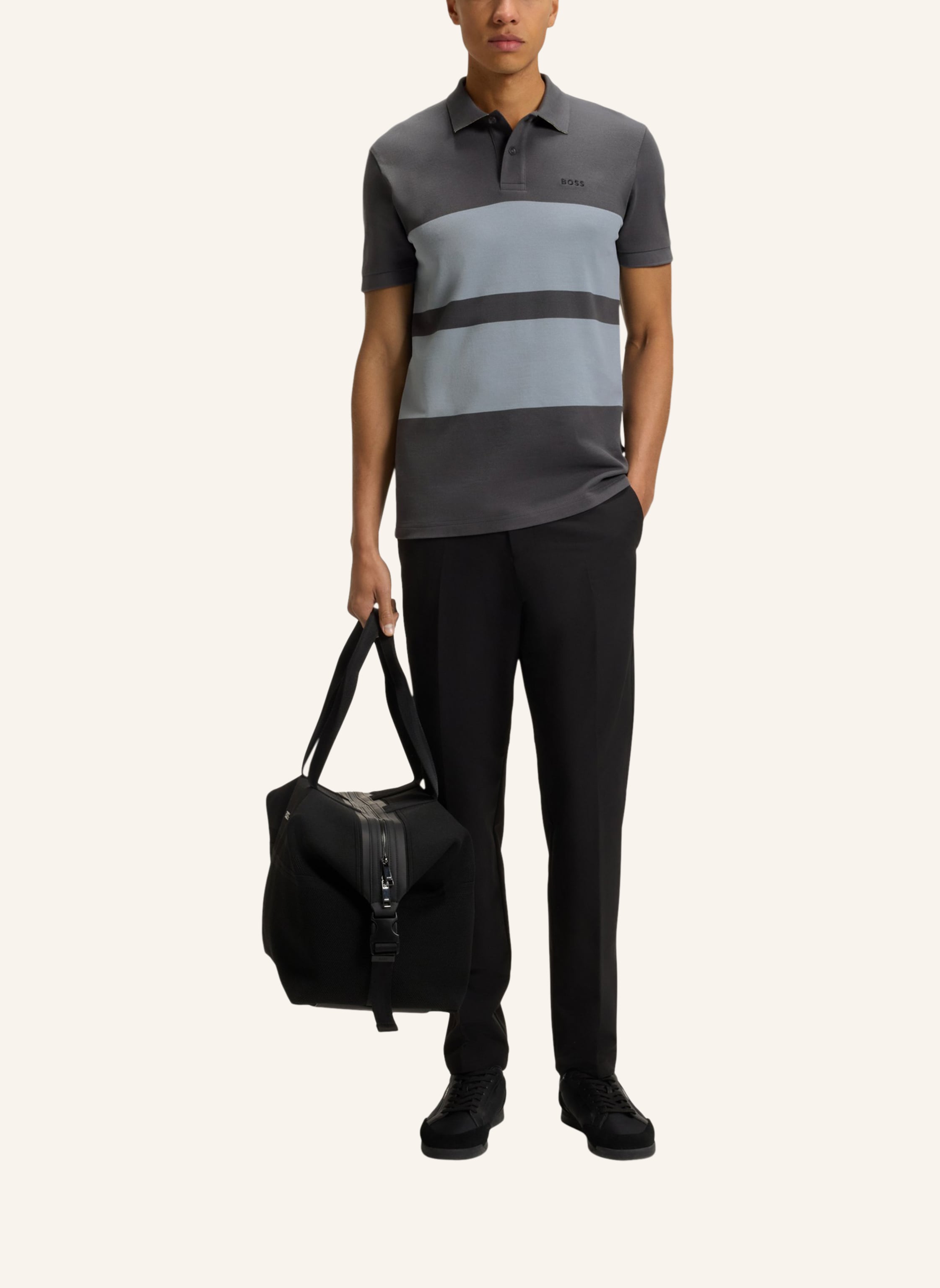 Thumbnail - Boss Poloshirt Polo Stripe Zone Regular Fit grau