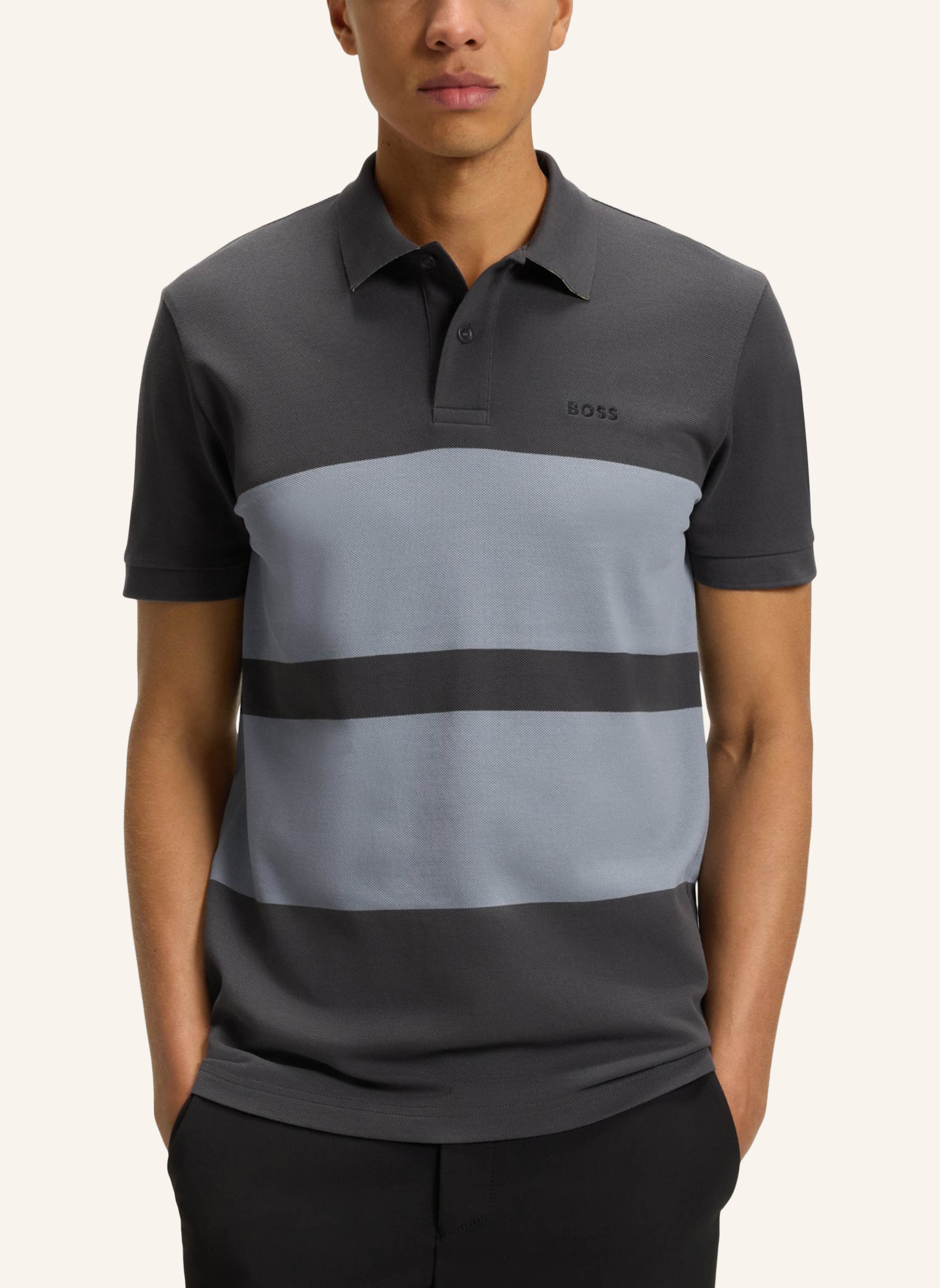 Thumbnail - Boss Poloshirt Polo Stripe Zone Regular Fit grau