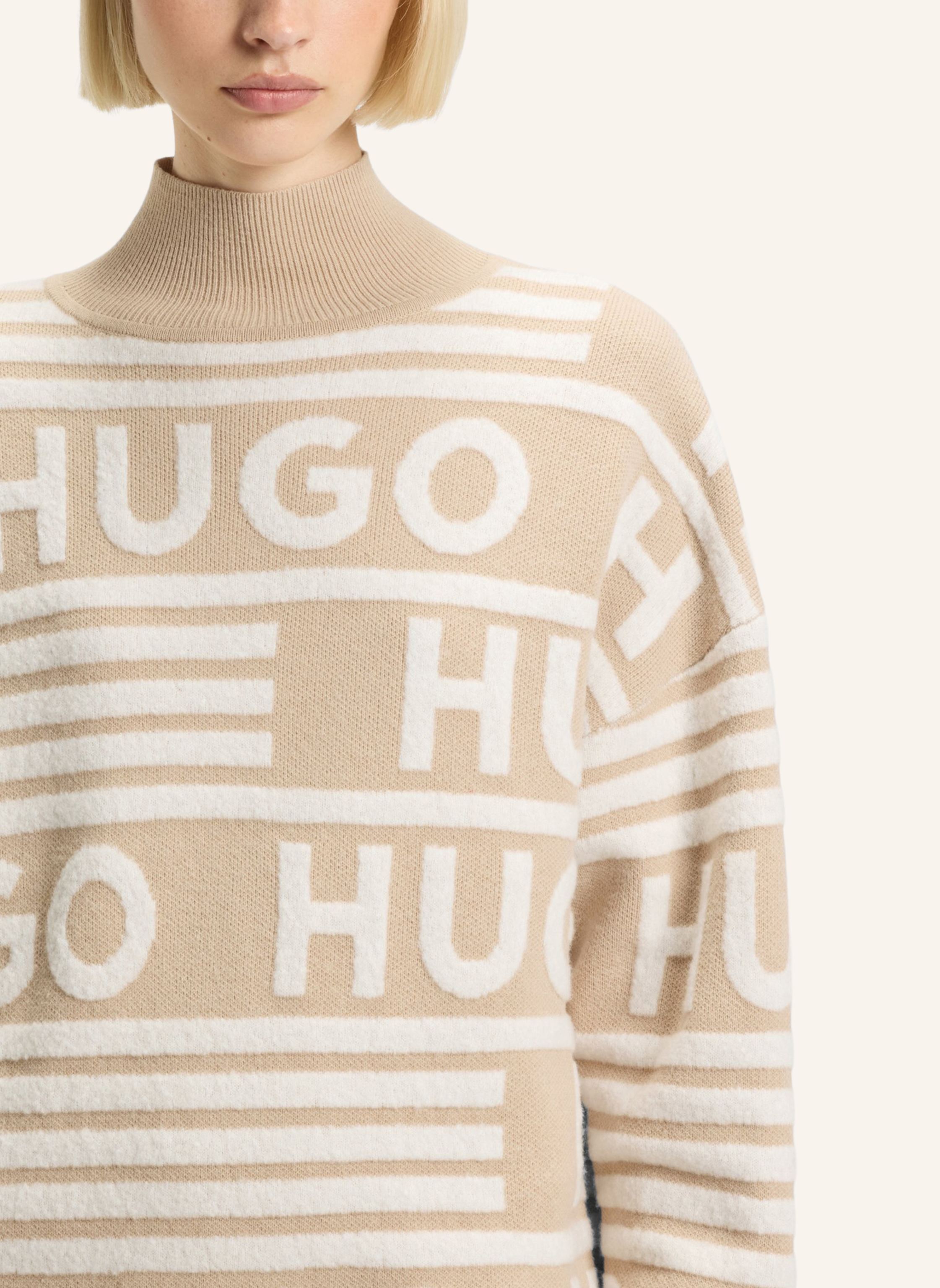 Thumbnail - Hugo Gestricktes Kleid Sisminy Oversize Fit beige