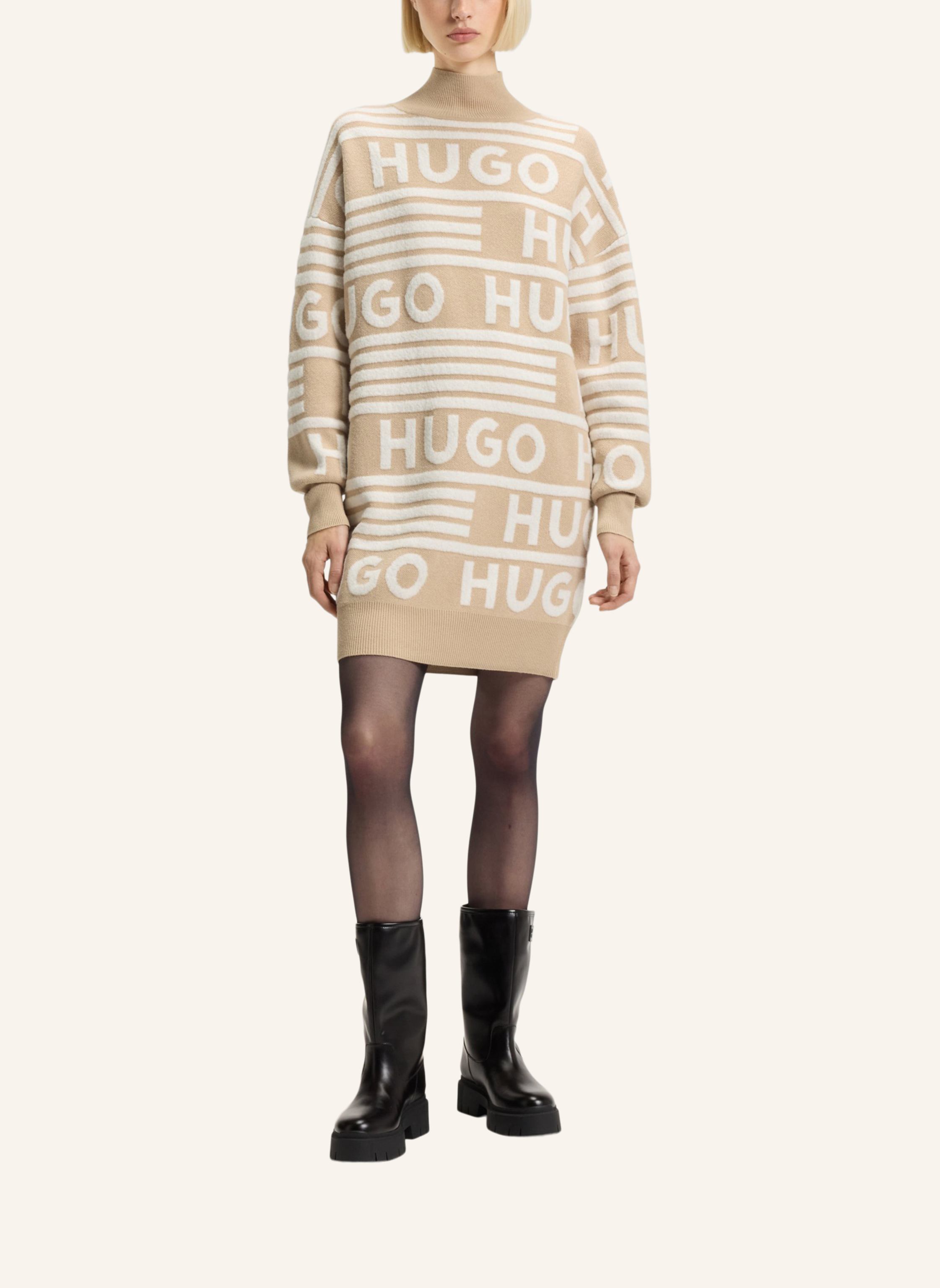 Thumbnail - Hugo Gestricktes Kleid Sisminy Oversize Fit beige