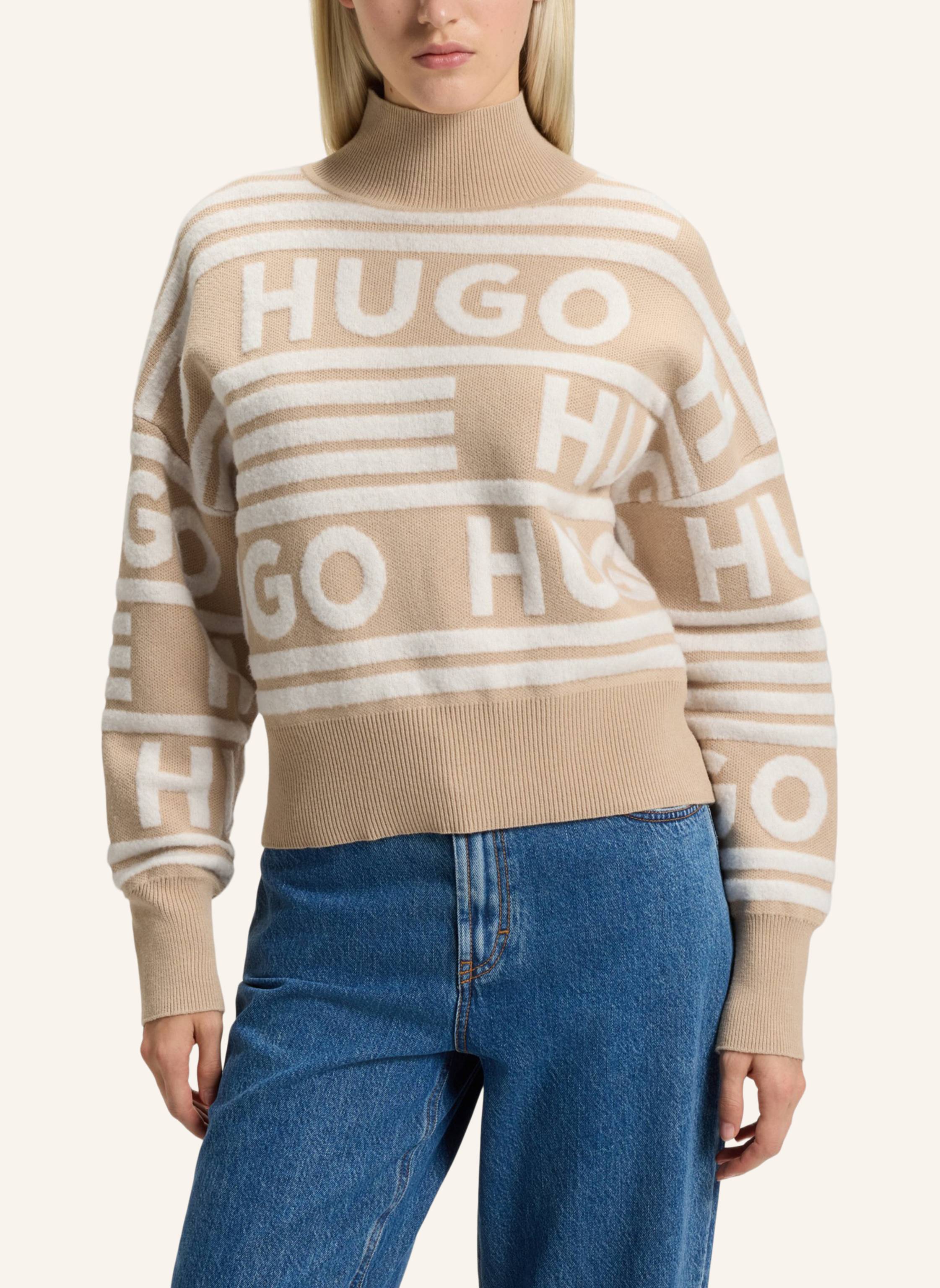 Thumbnail - Hugo Pullover Sismina Oversize Fit beige