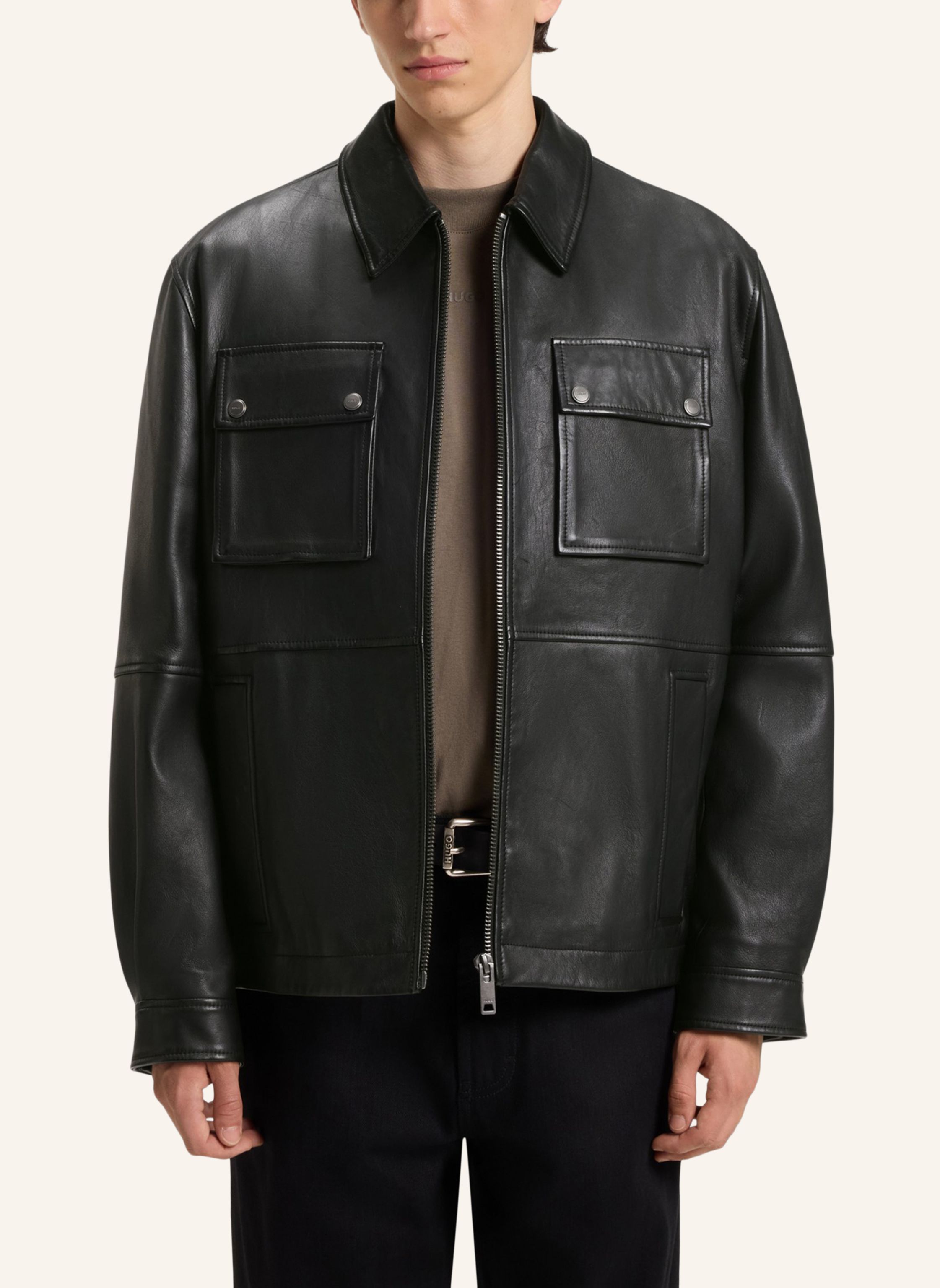 Thumbnail - Hugo Lederjacke Lemni Regular Fit schwarz