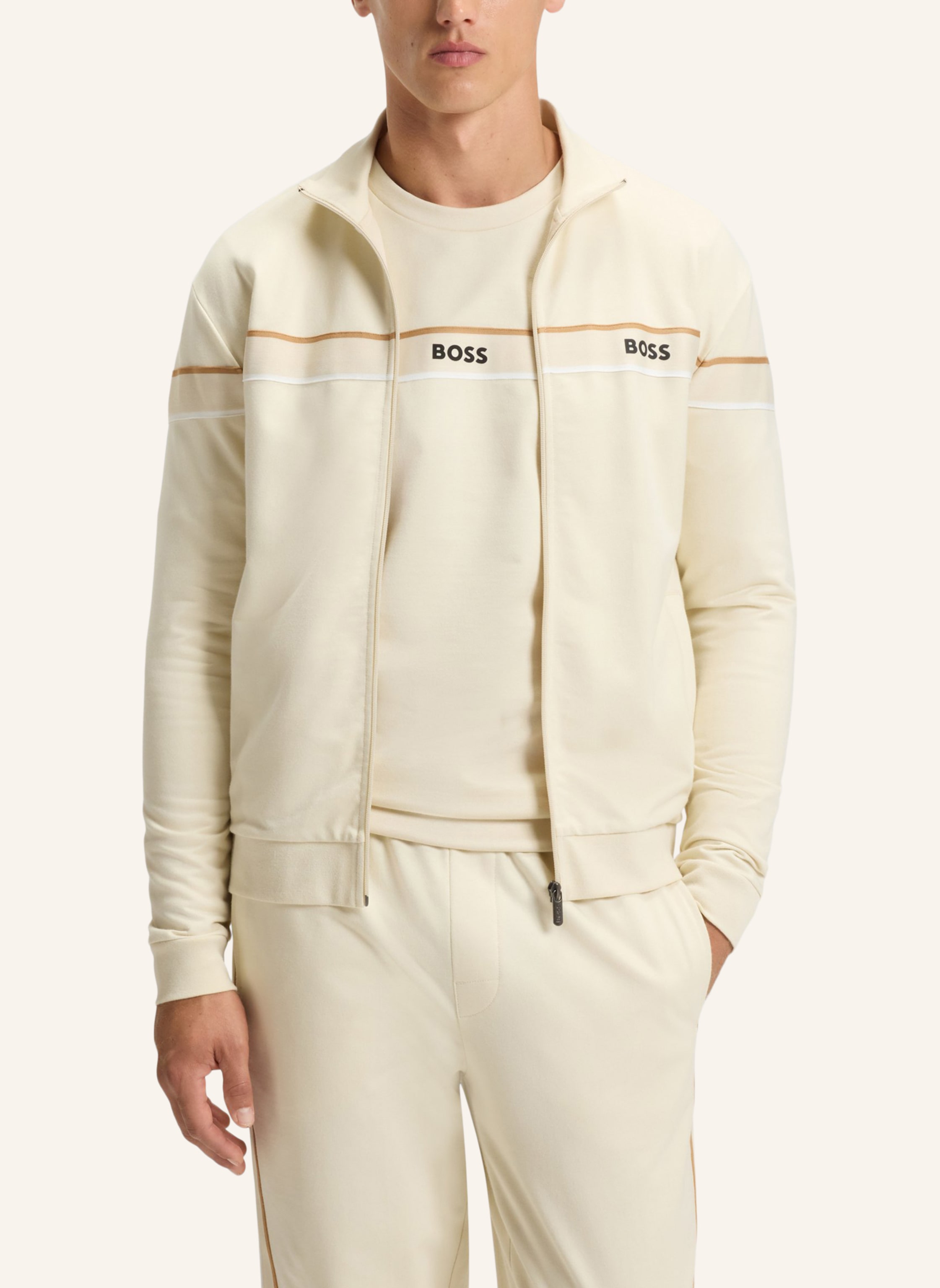 Thumbnail - Boss Loungewear Jacke Iconic Jacket Zip Regular Fit weiss