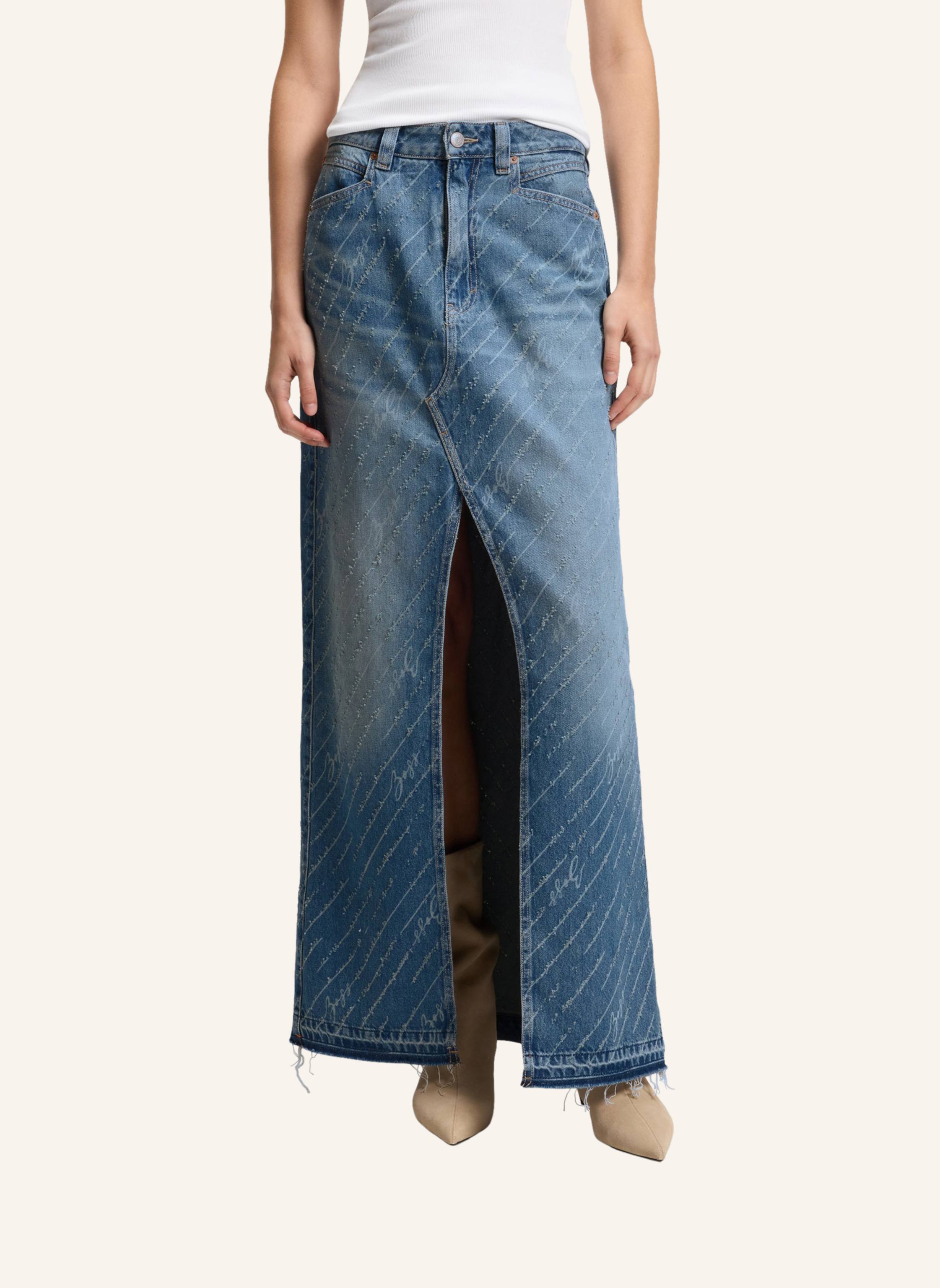 Thumbnail - Boss Casual Rock C_ Dnm Long Skirt Regular Fit blau