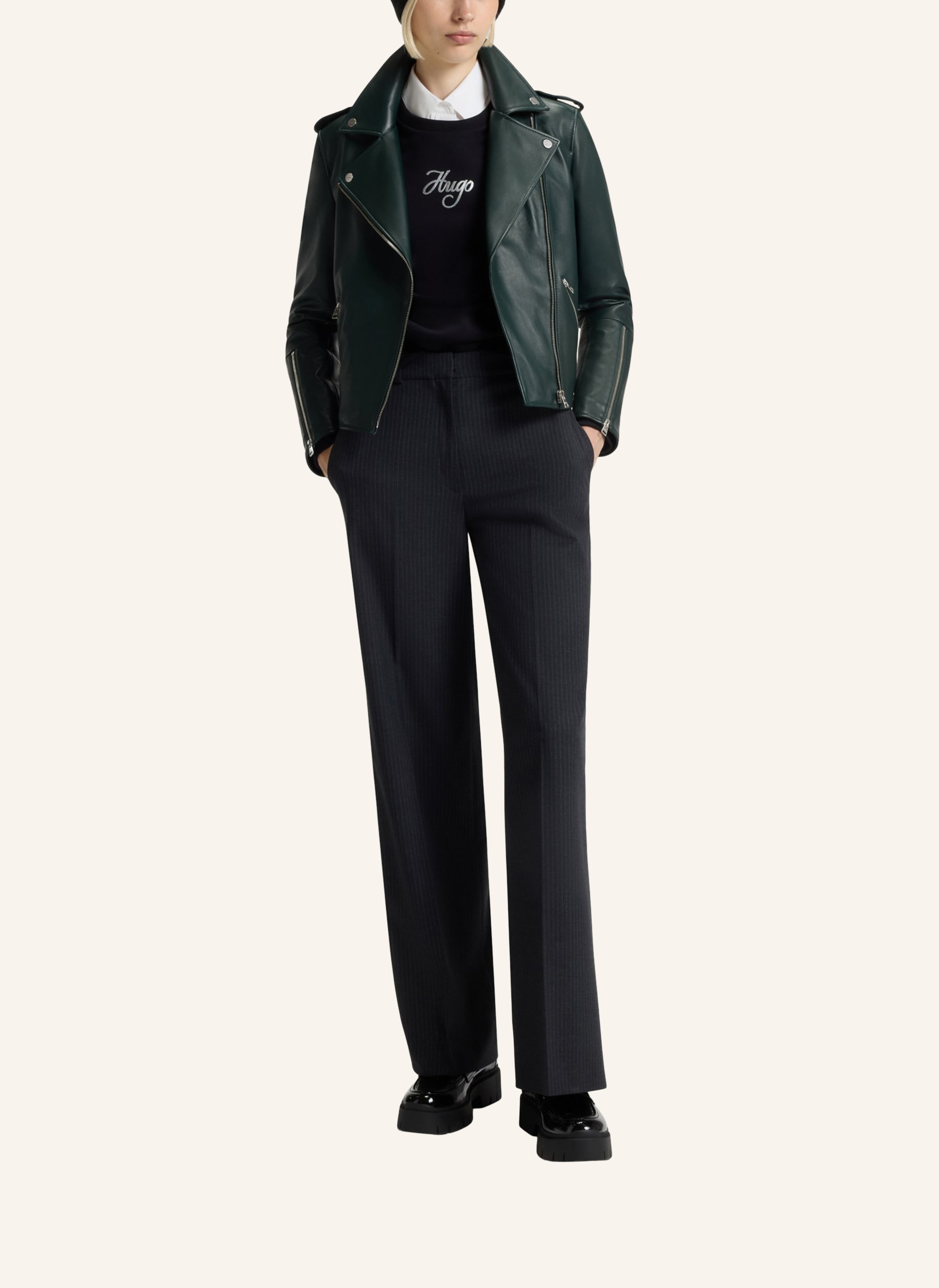 Thumbnail - Hugo Lederjacke Lujana Regular Fit gruen