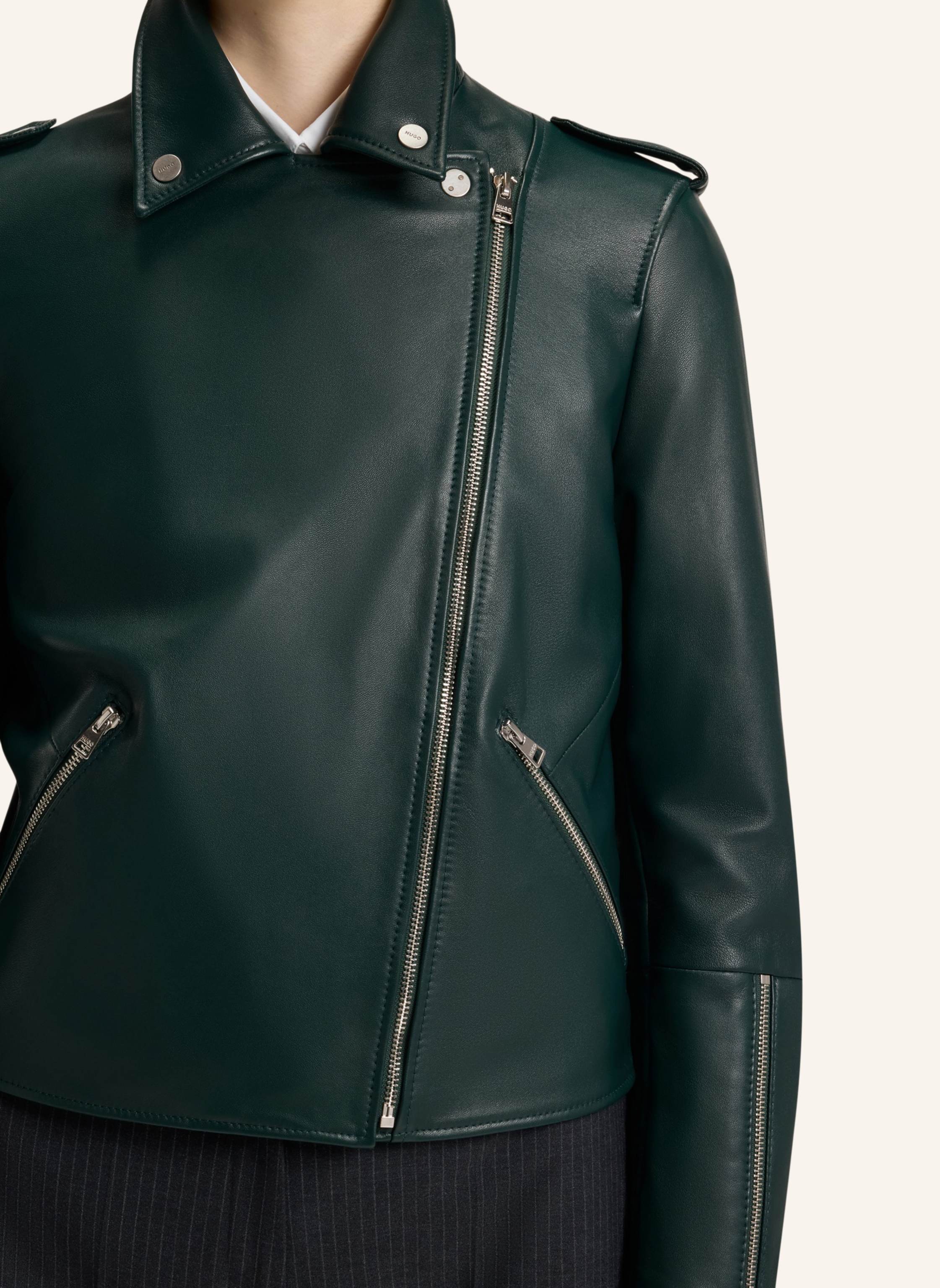 Thumbnail - Hugo Lederjacke Lujana Regular Fit gruen