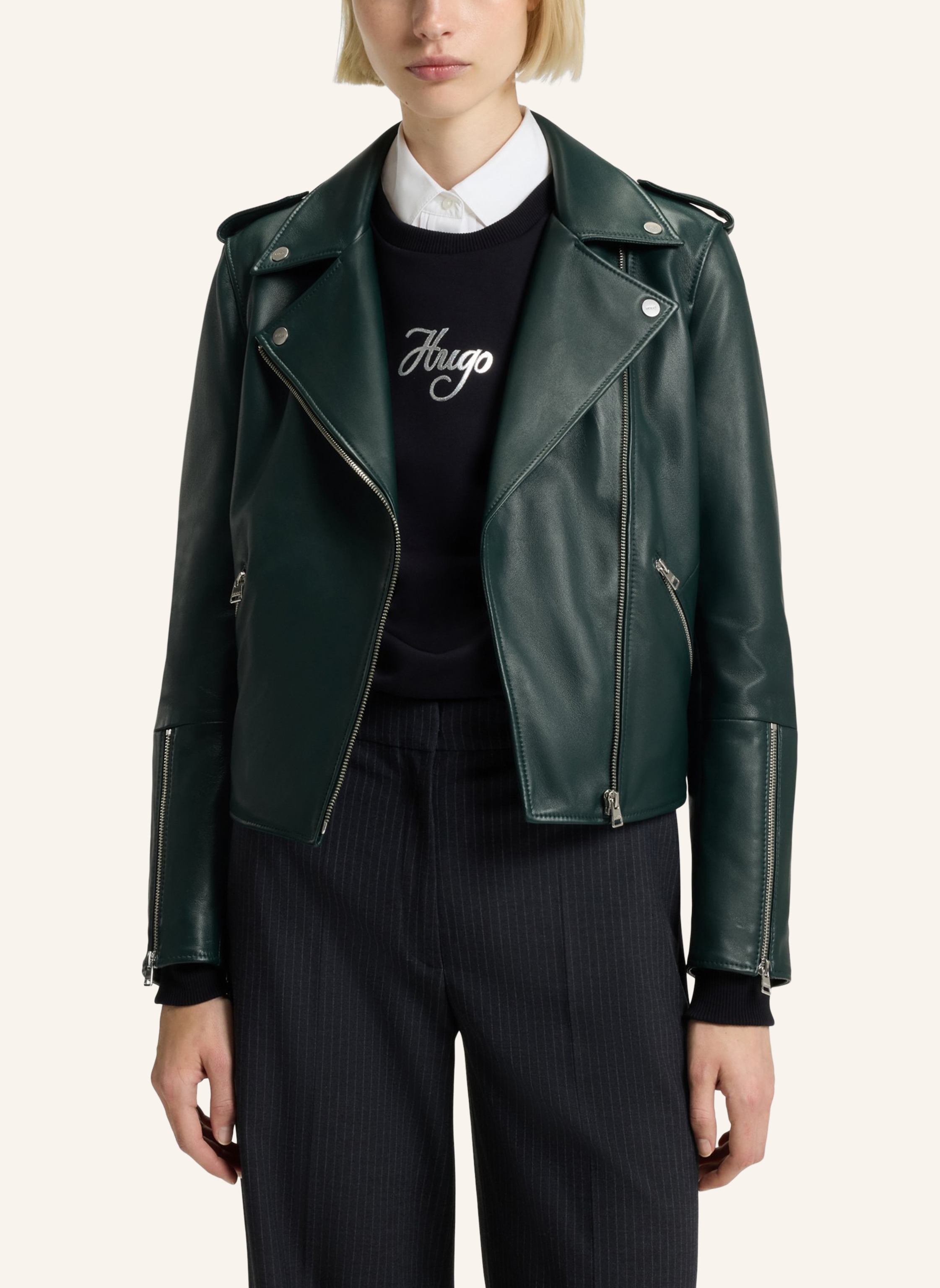 Thumbnail - Hugo Lederjacke Lujana Regular Fit gruen