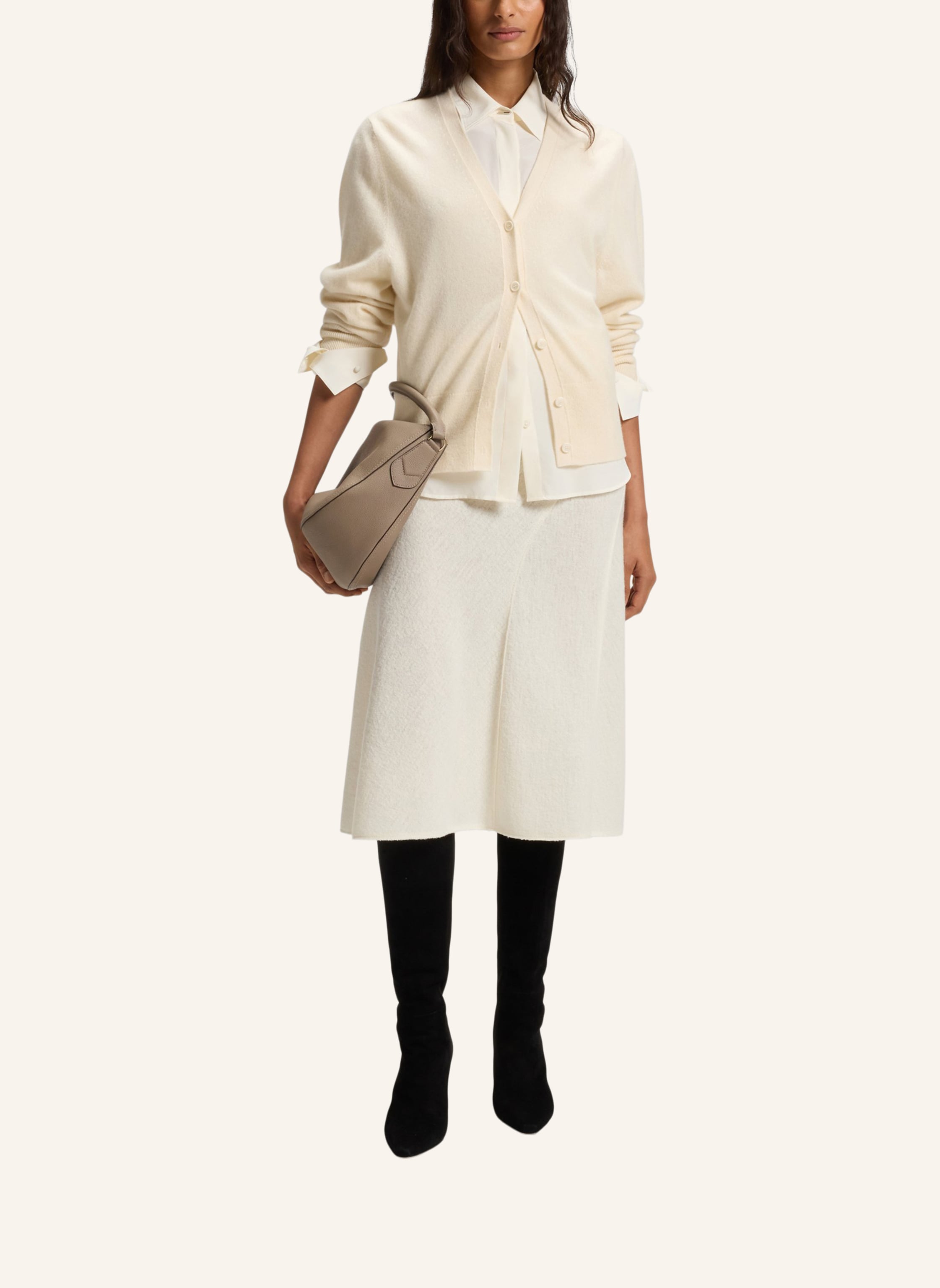 Thumbnail - Boss Strickjacke Fuvrona Aus Cashmere beige