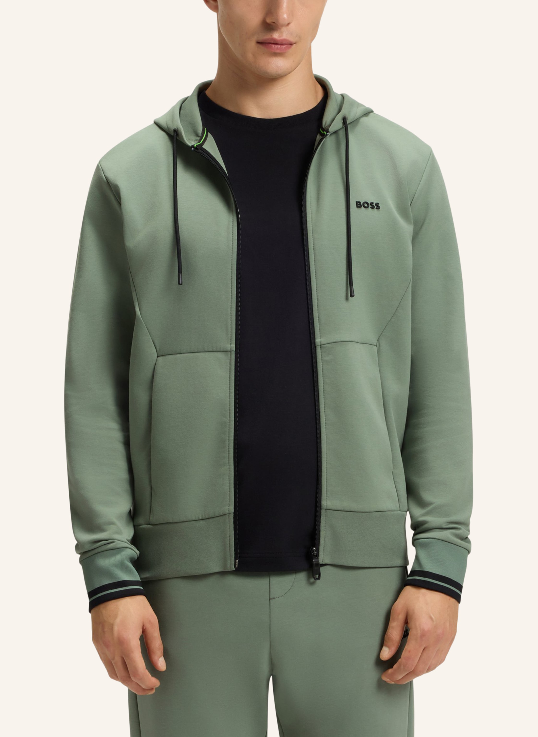 Thumbnail - Boss Sweatshirt Fz Hoodie Zone Regular Fit gruen