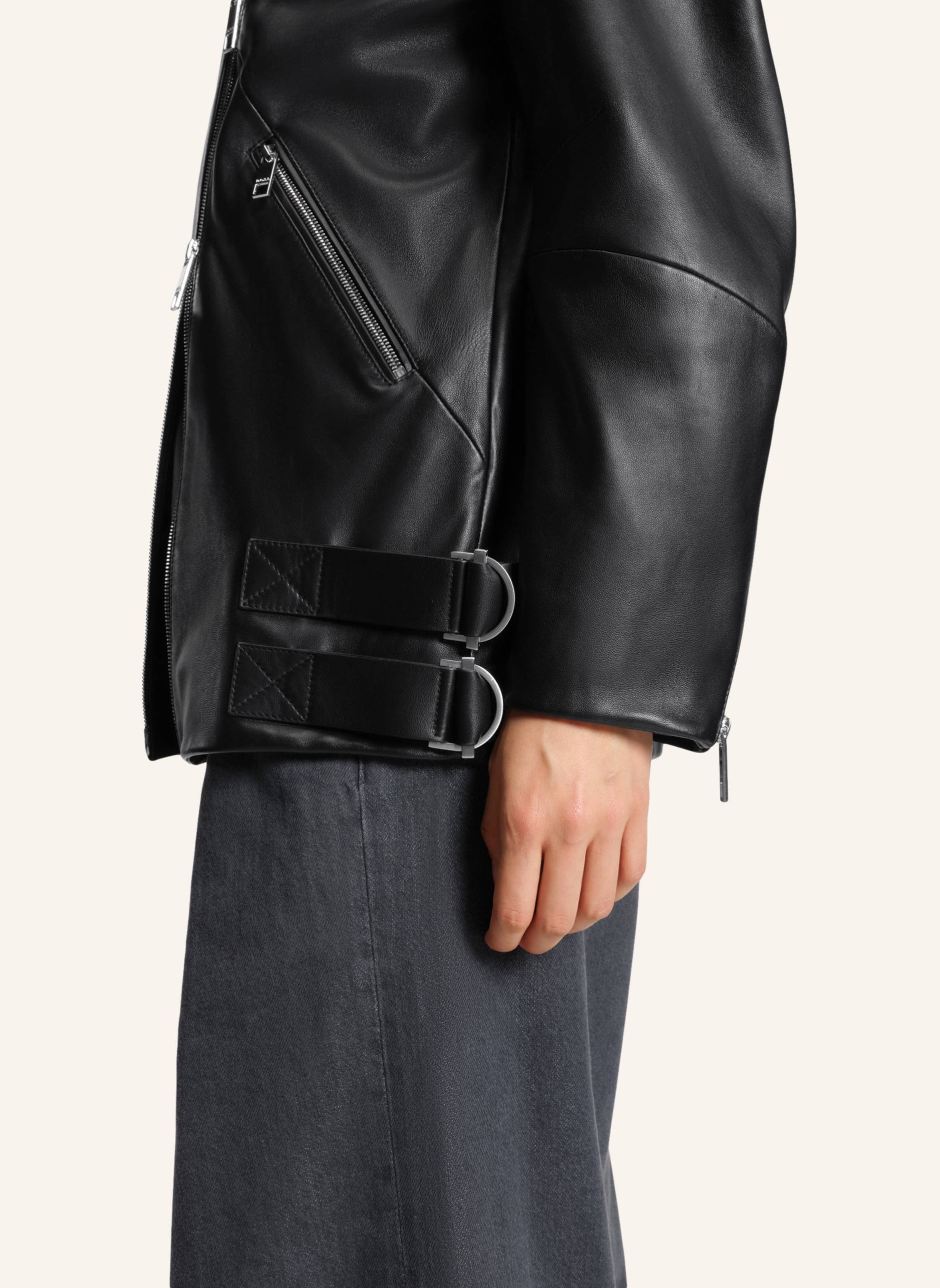 Thumbnail - Boss Lederjacke Sarica Relaxed Fit schwarz