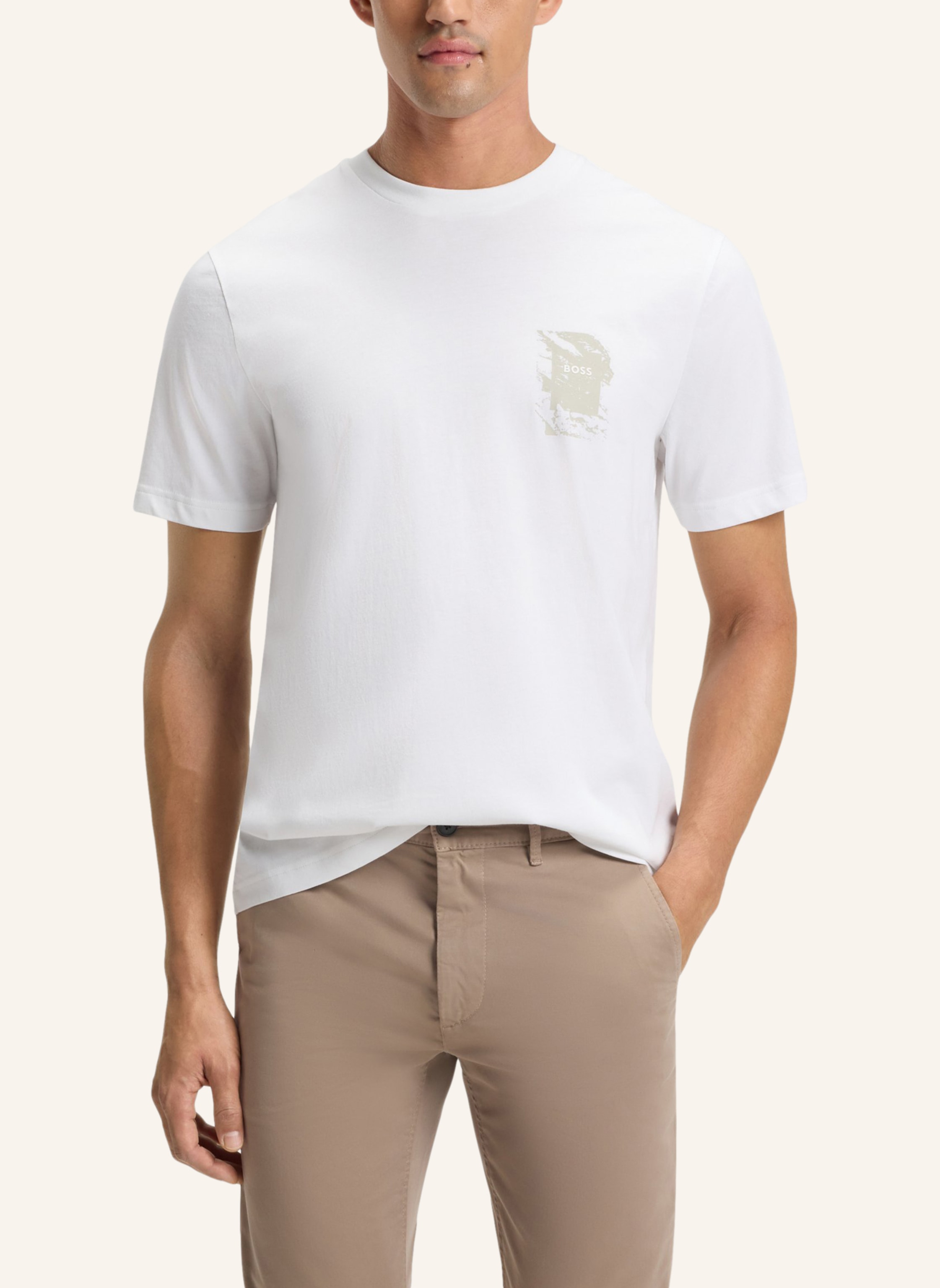 Thumbnail - Boss T-Shirt Te_Structure Regular Fit weiss