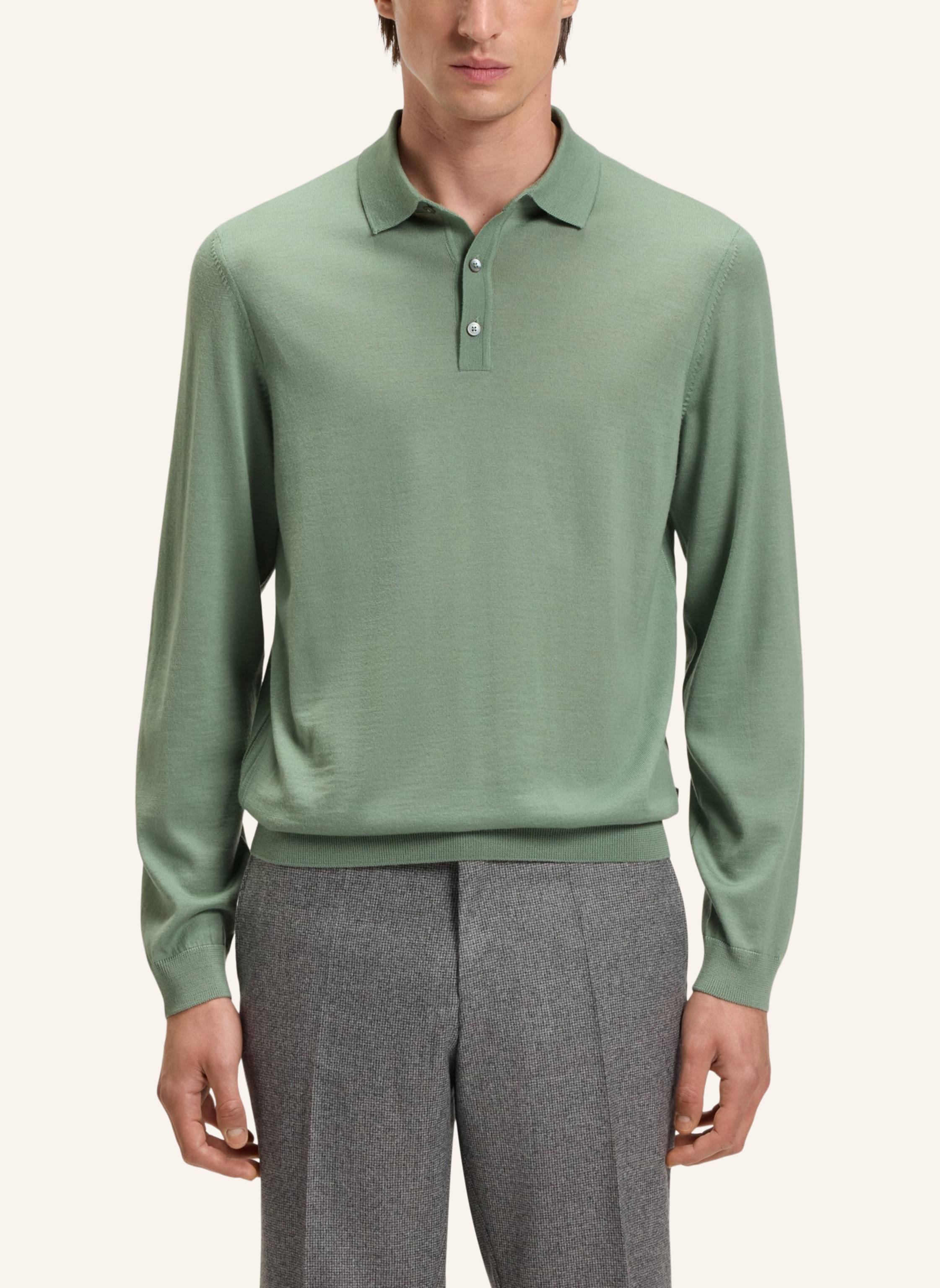 Thumbnail - Boss Strick-Poloshirt Lancione gruen