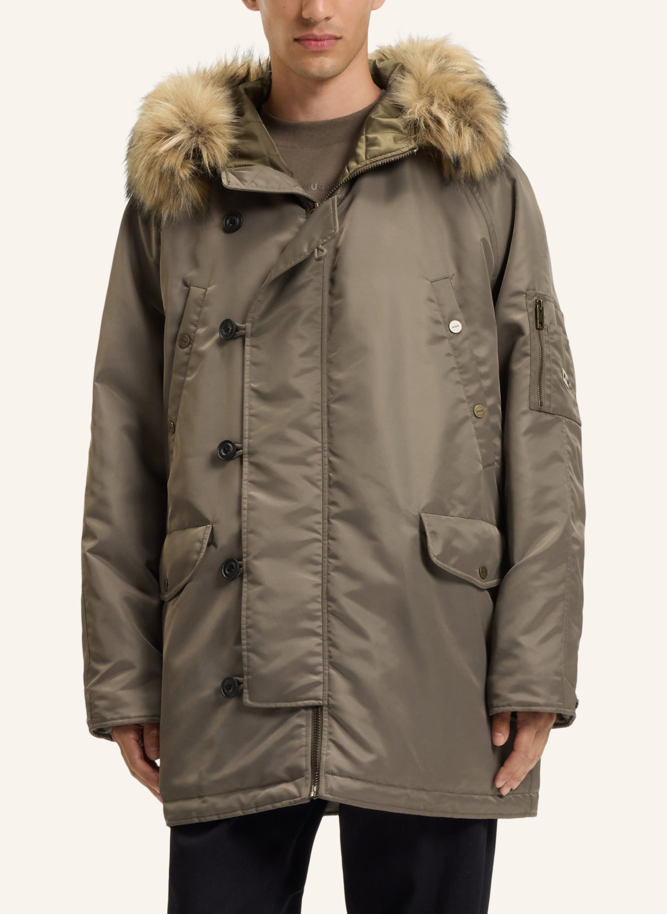 Thumbnail - Hugo Casual Mantel makaro2541 Regular Fit grau