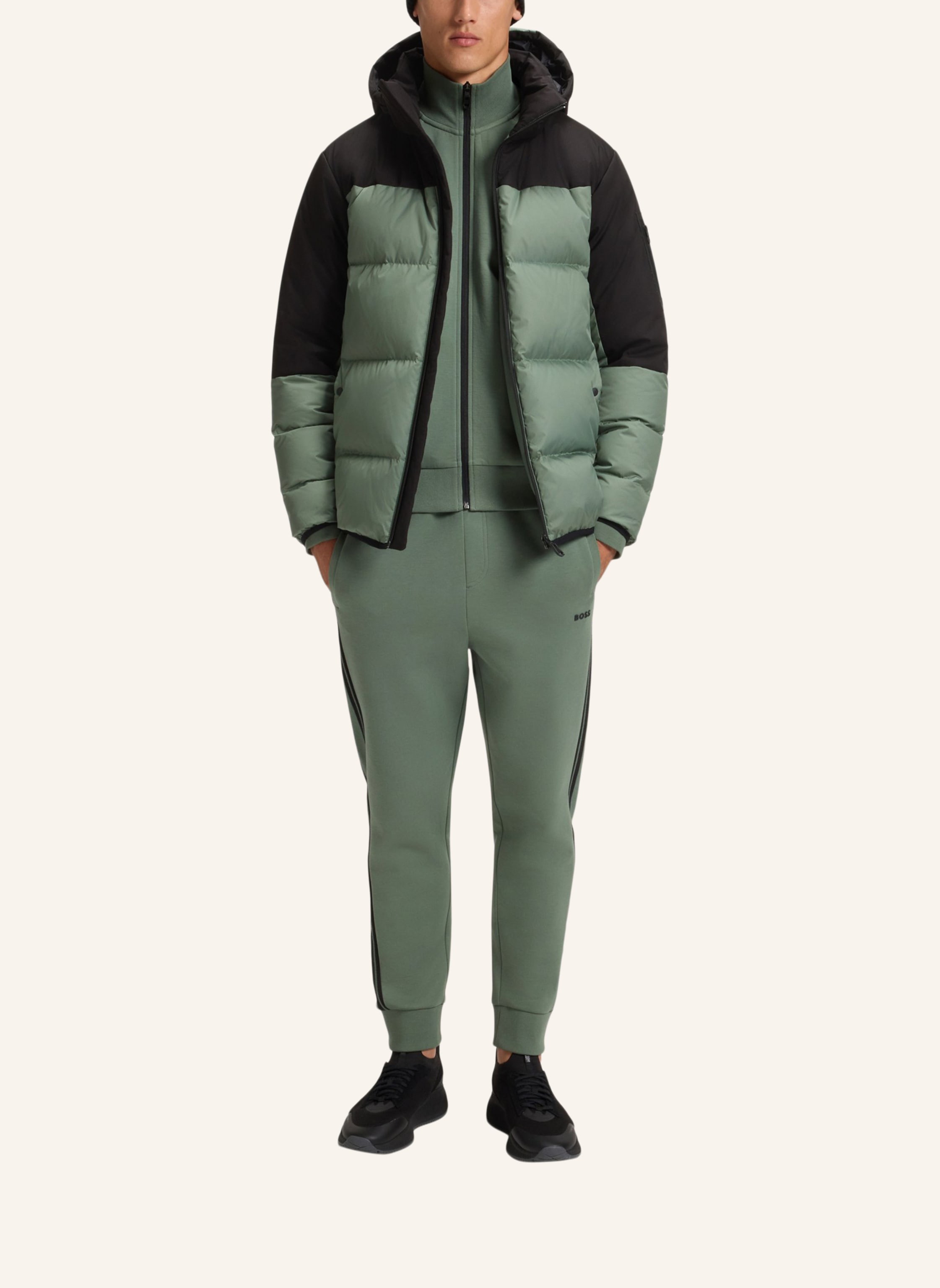 Thumbnail - Boss Daunenjacke Block Mit Abnehmbarer Kapuze gruen