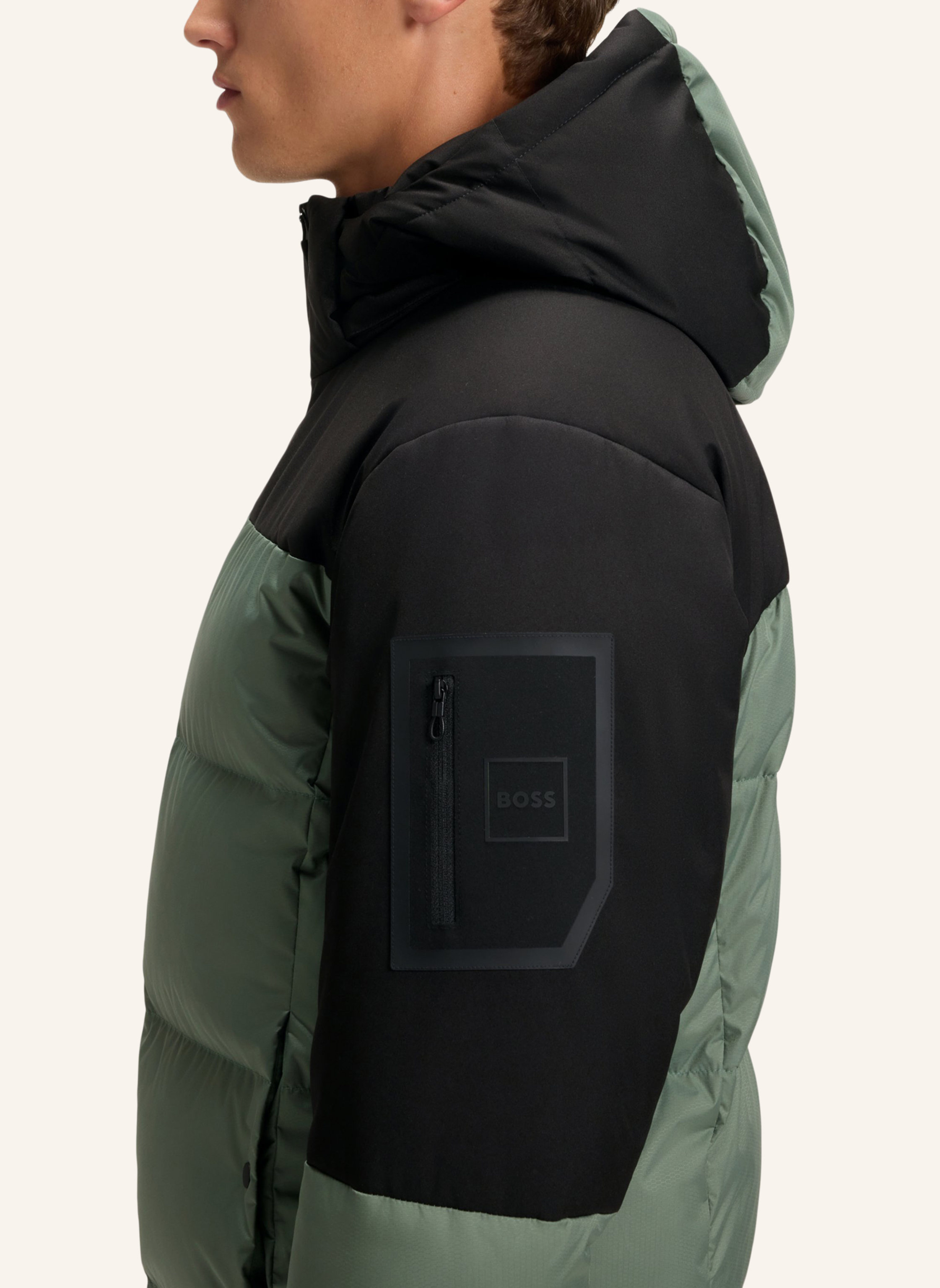 Thumbnail - Boss Daunenjacke Block Mit Abnehmbarer Kapuze gruen