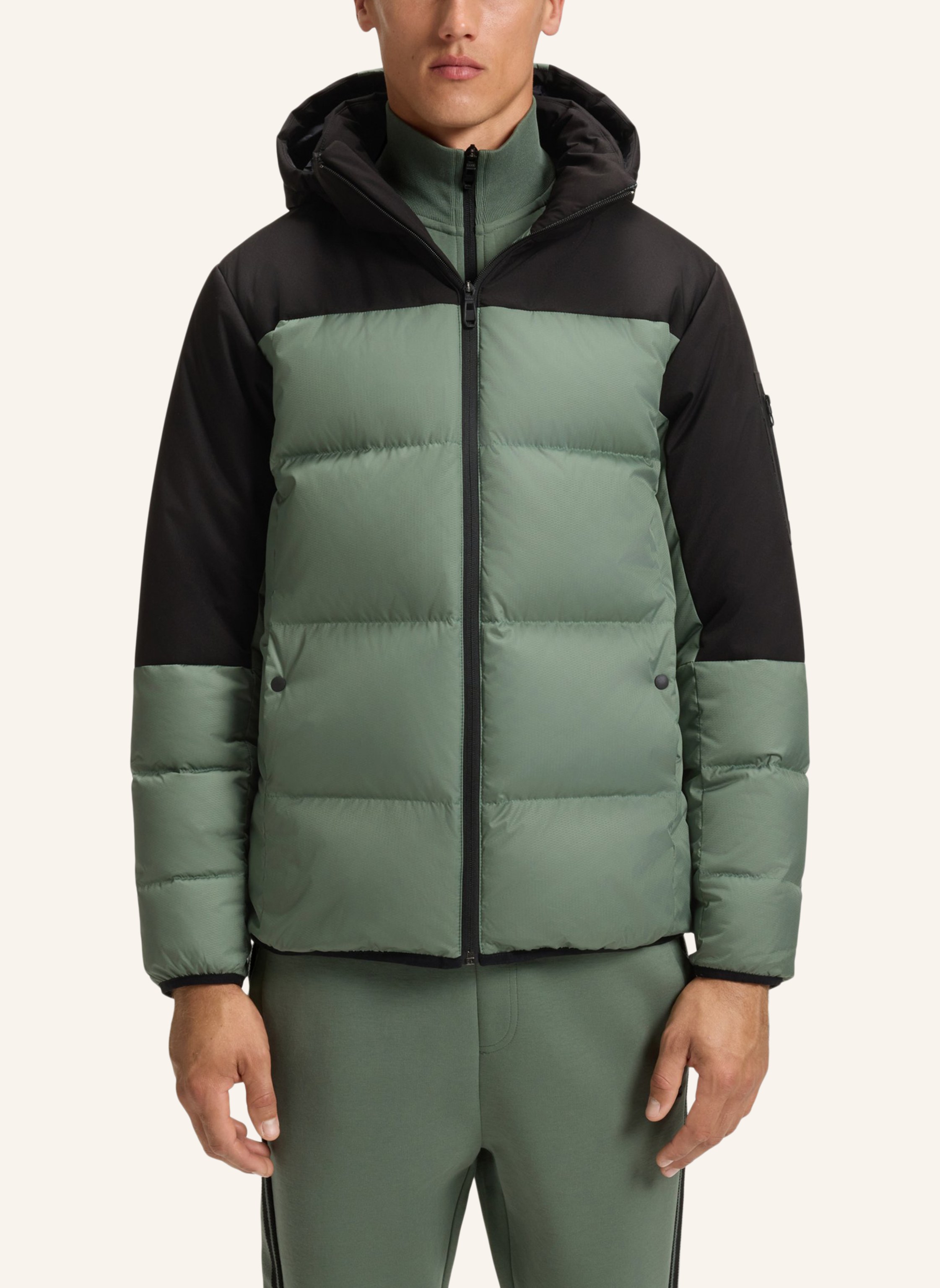 Thumbnail - Boss Daunenjacke Block Mit Abnehmbarer Kapuze gruen