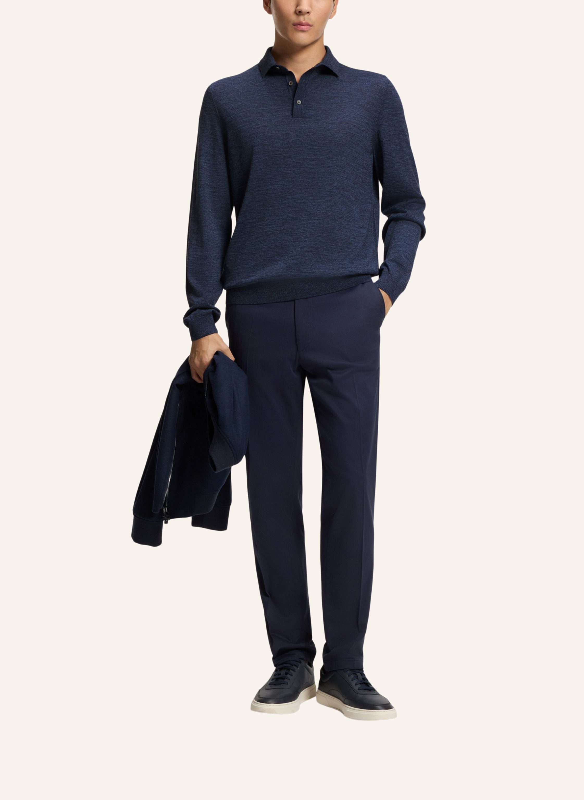 Thumbnail - Boss Strick-Poloshirt Lancione blau