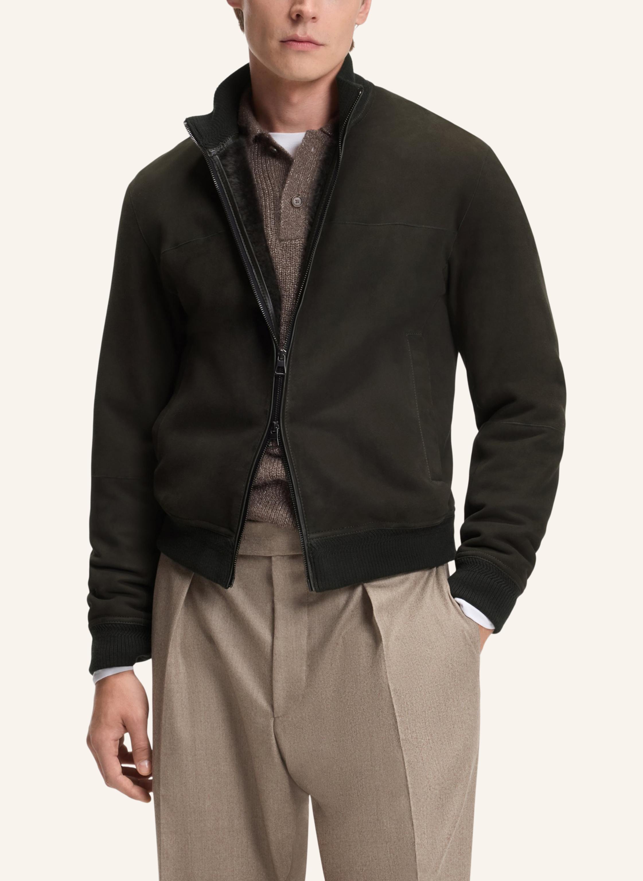 Thumbnail - Boss Lederjacke Minsow_Db Regular Fit gruen